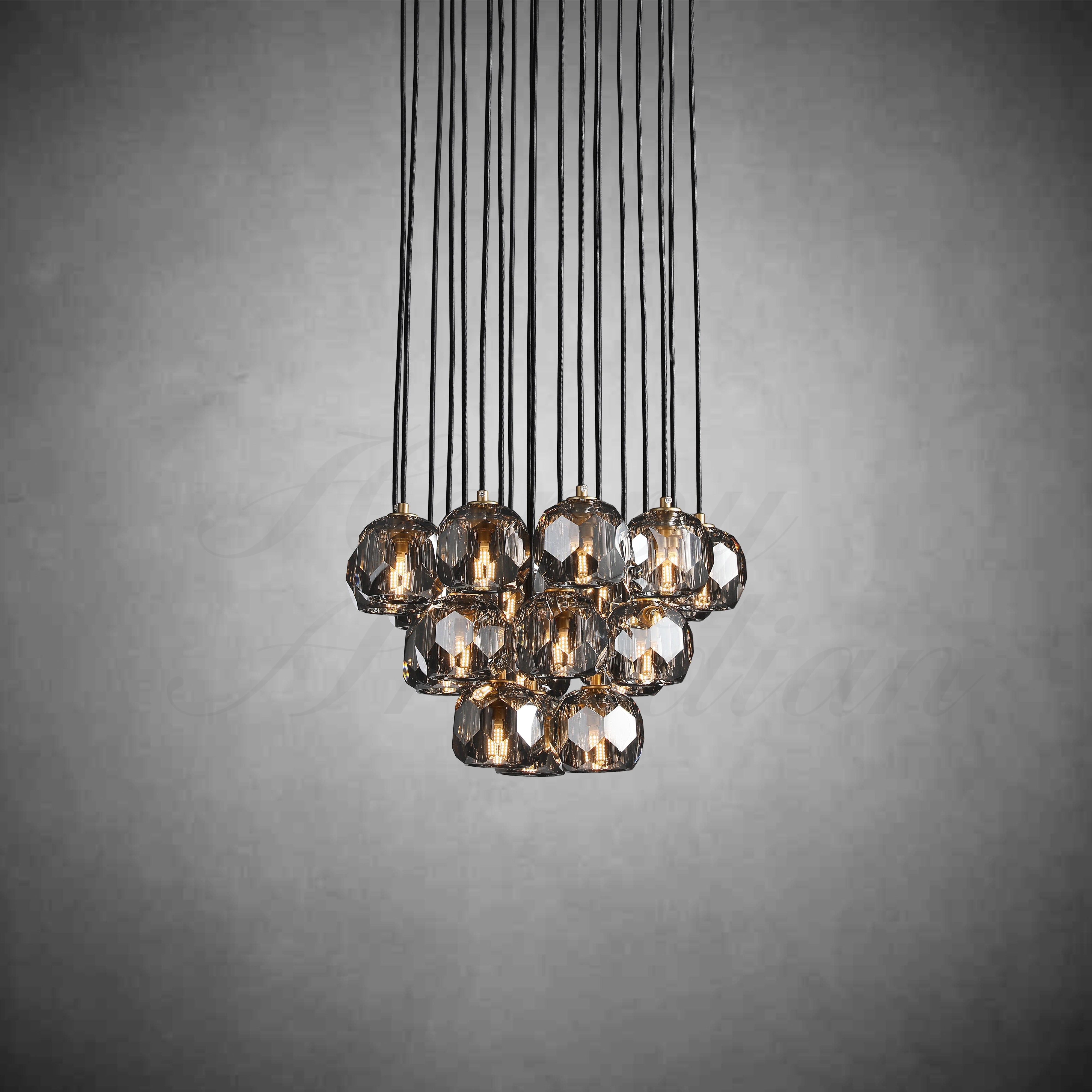 HA Bola De Crystal Round Cluster Chandelier