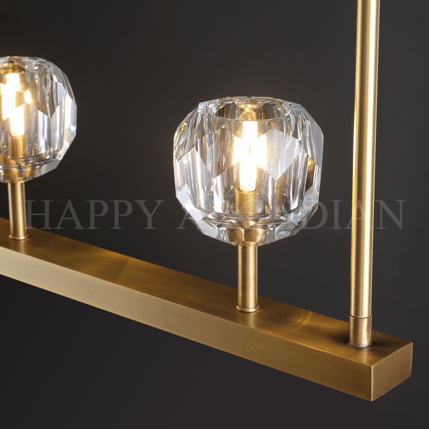 HA Bola De Clear Cristal Linear Chandelier 48"