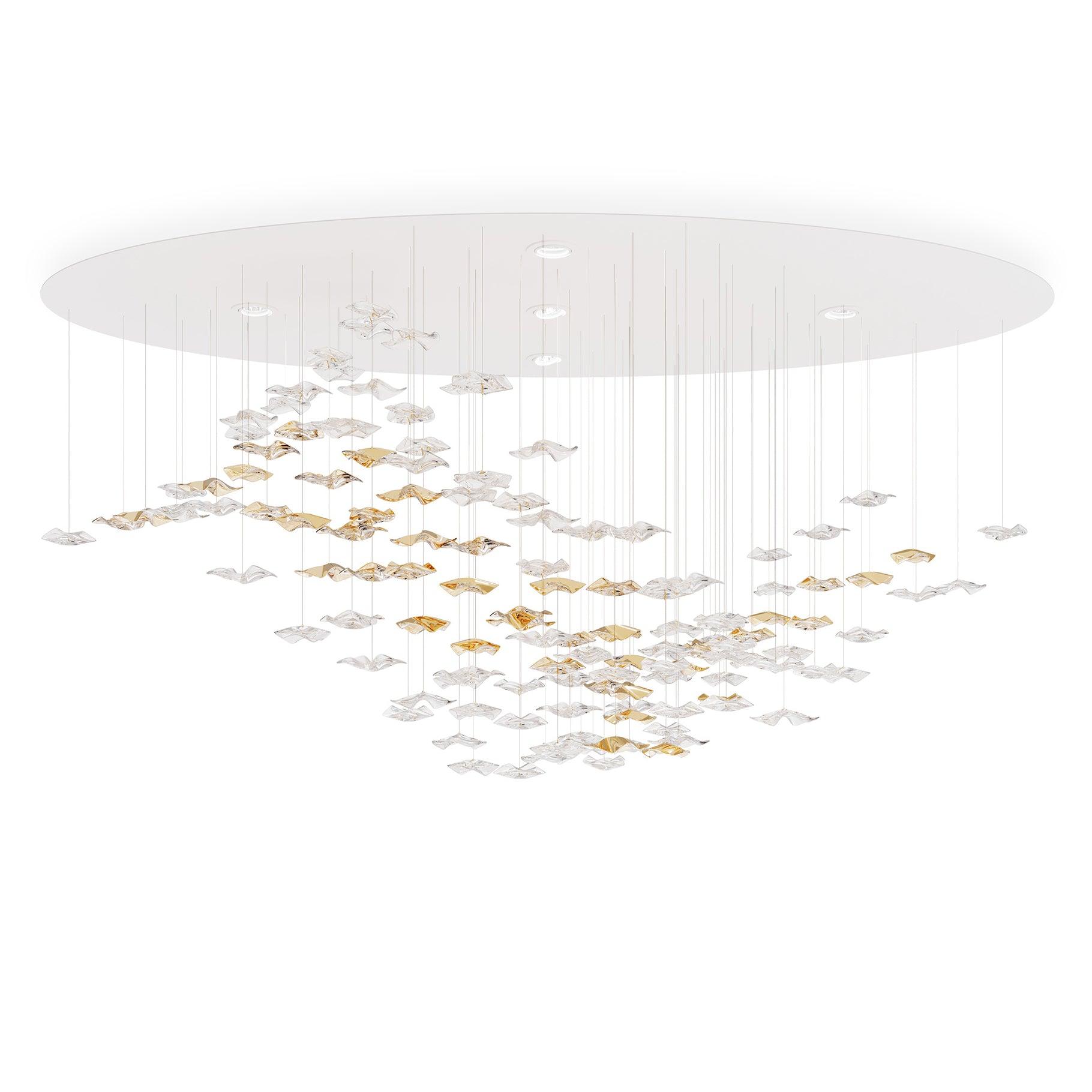 Calliope Coastal Sands Wave Glass Chandelier, Artisic Handmade Glass Chandelier