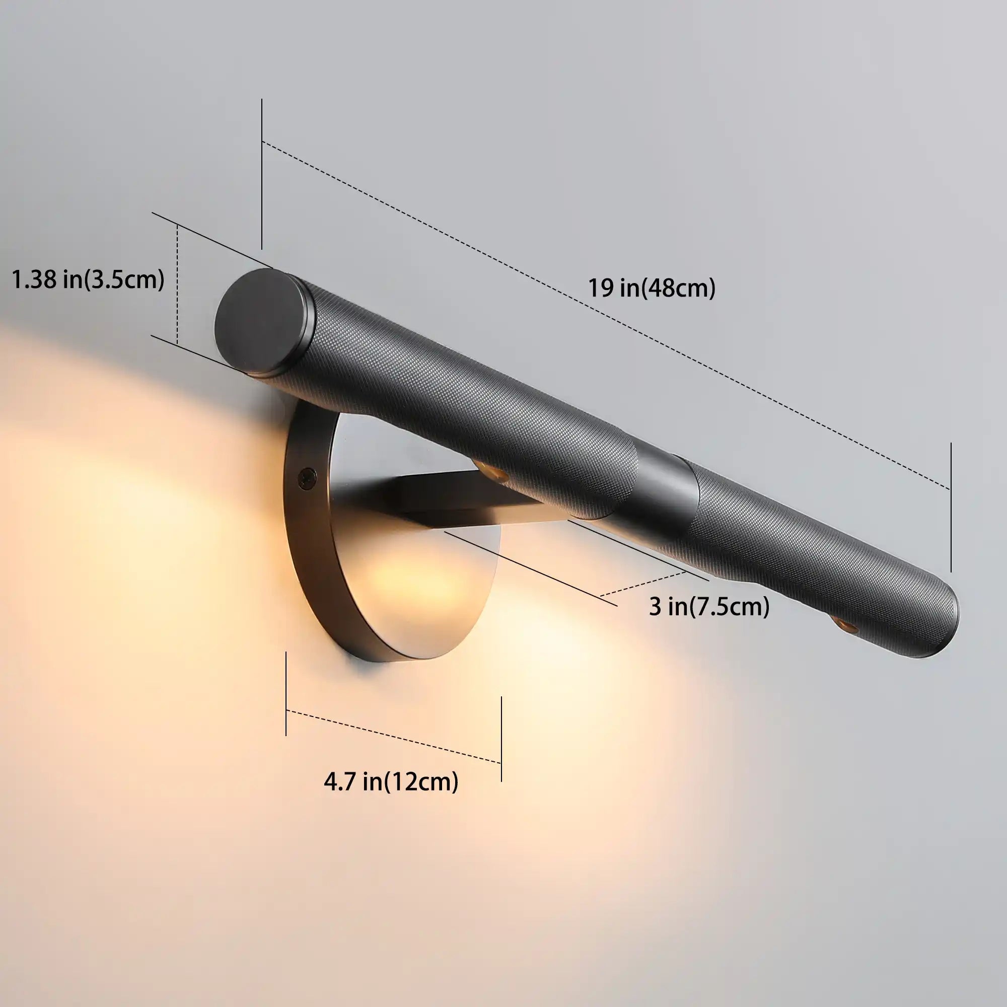 Black Copper Bathroom Wall Sconce Light with 360° Rotatable Shade