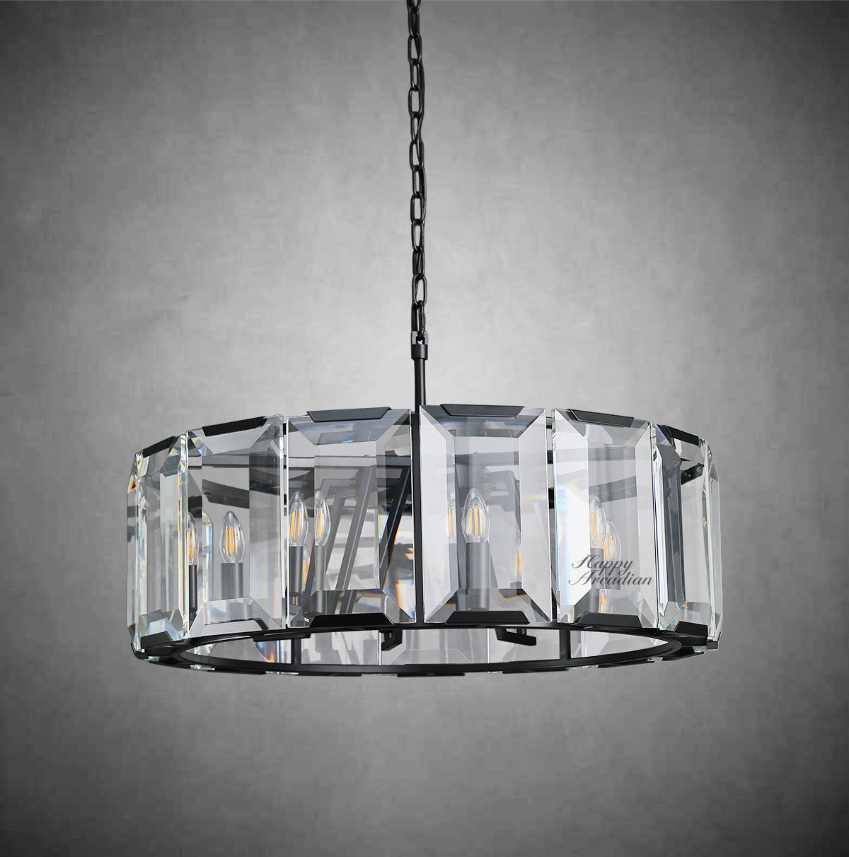 Halloway Crystal Round Chandelier for Living Room Bedroom Dining Room