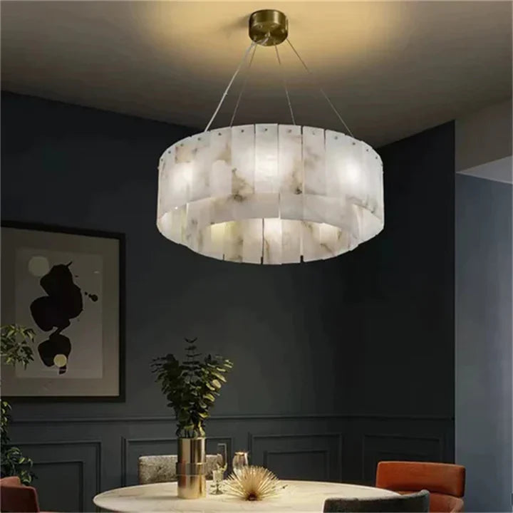 Arlene Alabaster 2-Tier Round Chandelier Lighting