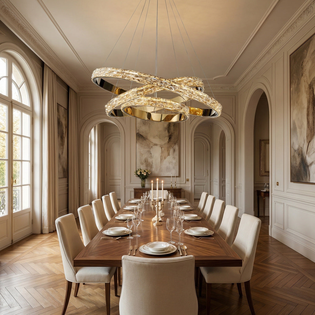 Vega Triple Ring Crystal Chandelier