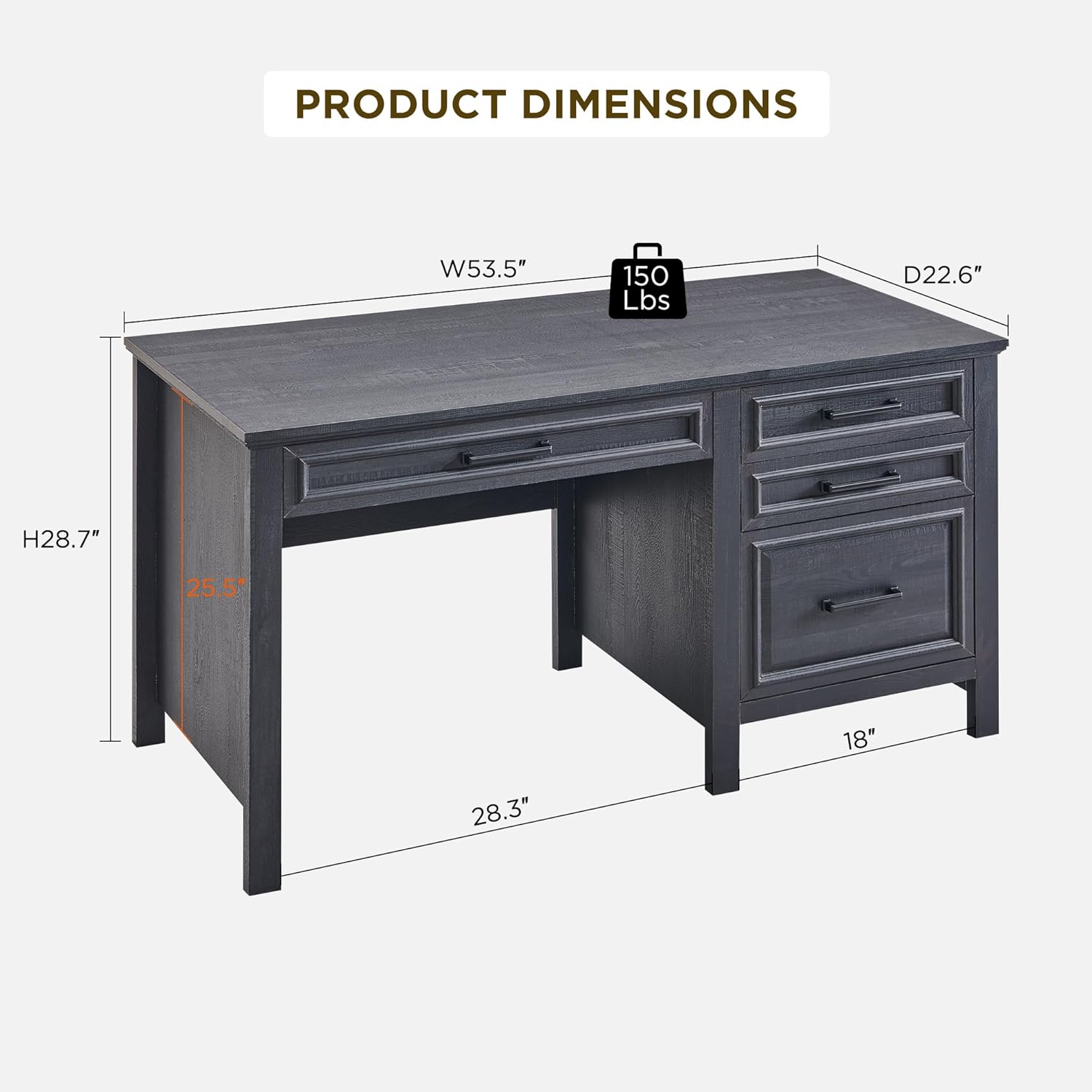 Modern Farmhouse Computer Desk with File Cabinet, Study Writing Table