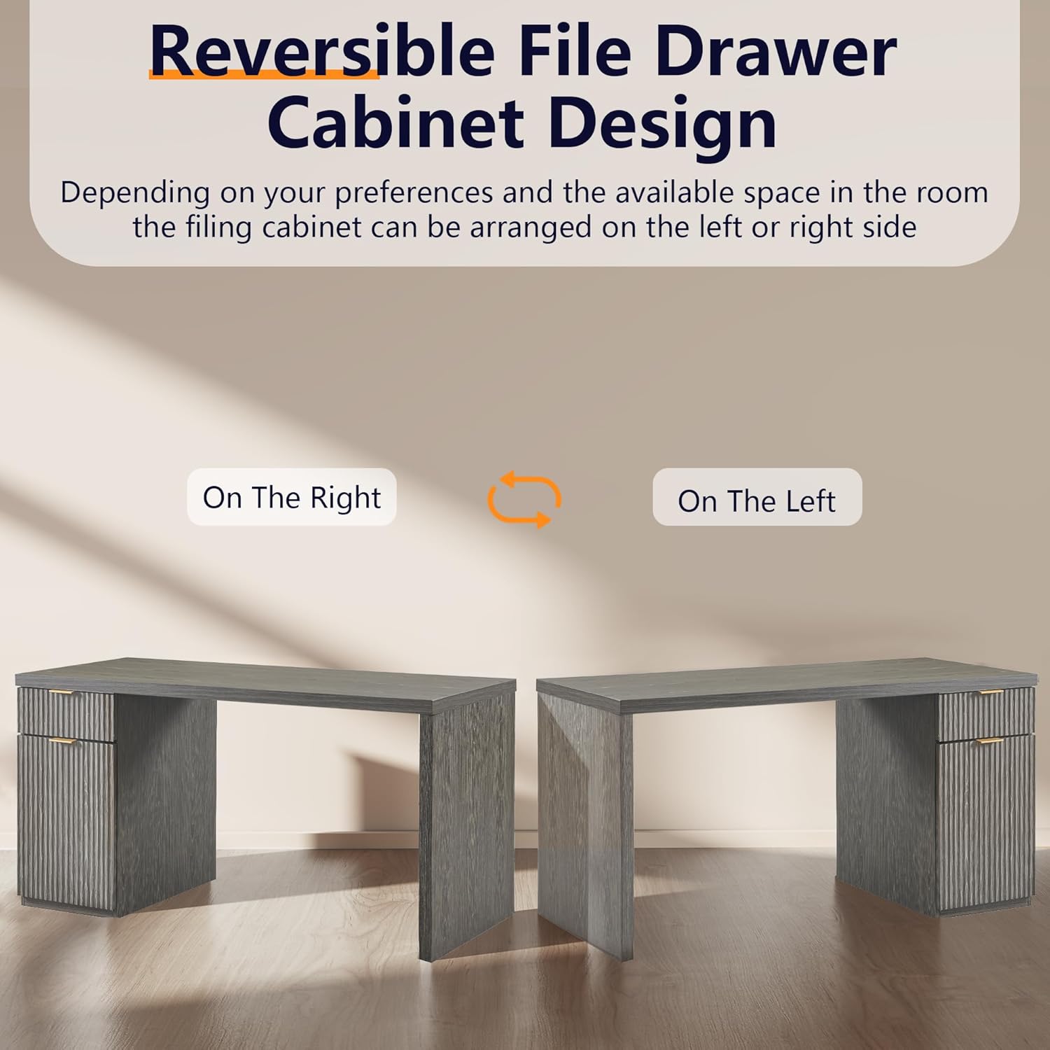 Modern 60" Executive Desk with Storage Cabinet and Drawer