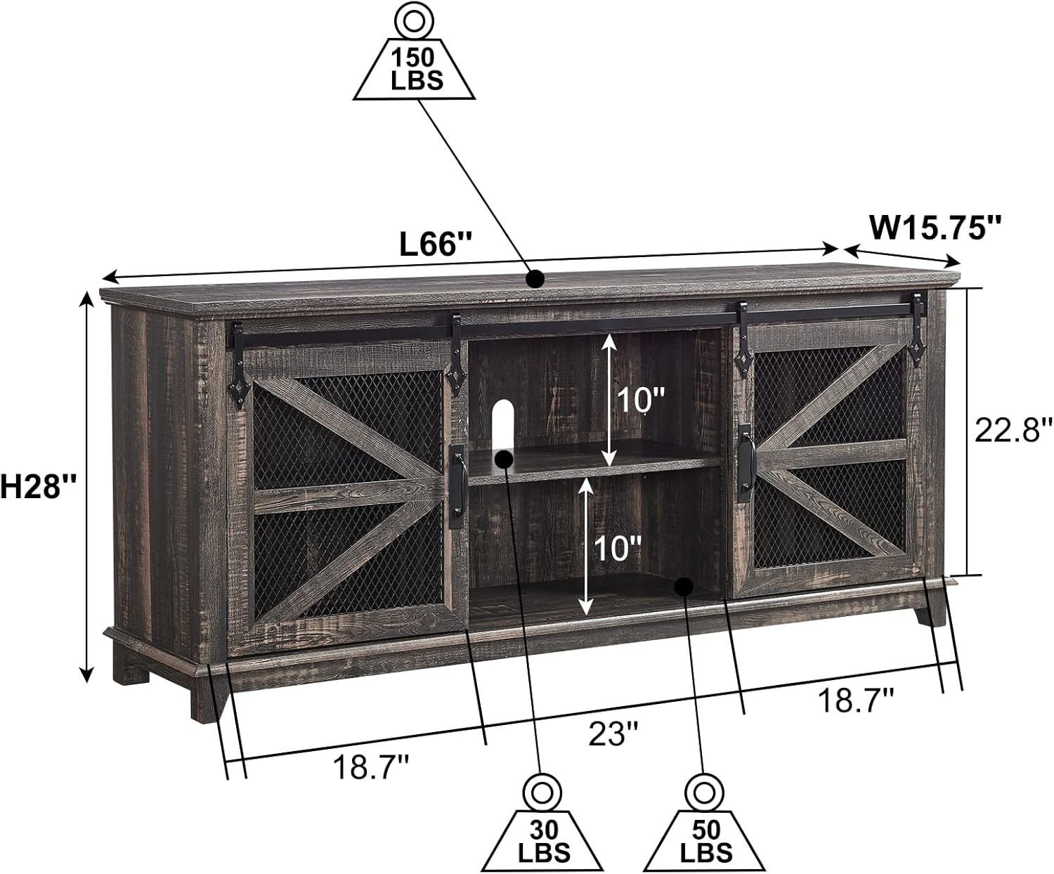 OKD Farmhouse TV Stand for 75 Inch TV, Rustic Oak