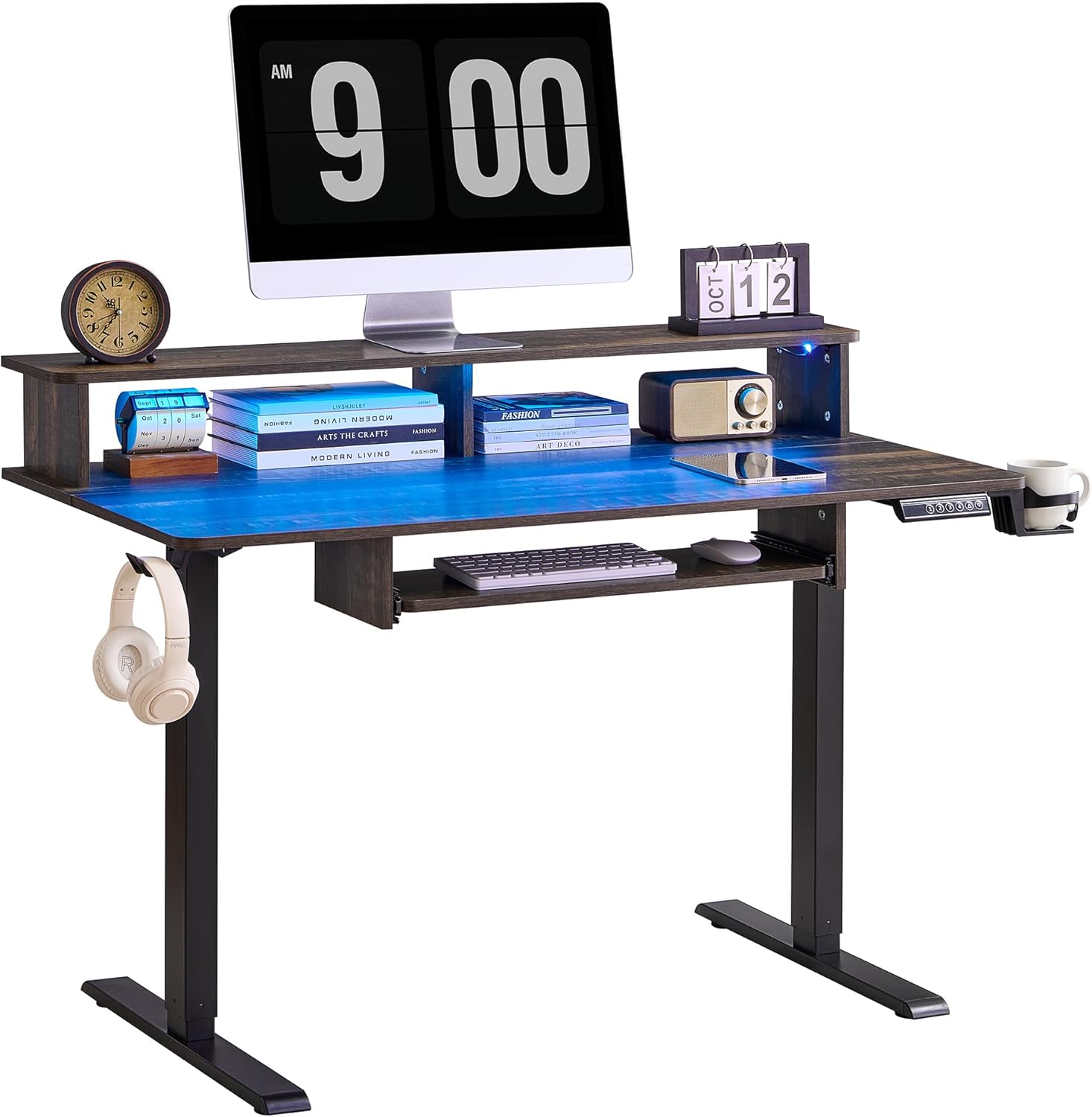 OKD 48" Electric Standing Desk with Keyboard Tray and Outlets