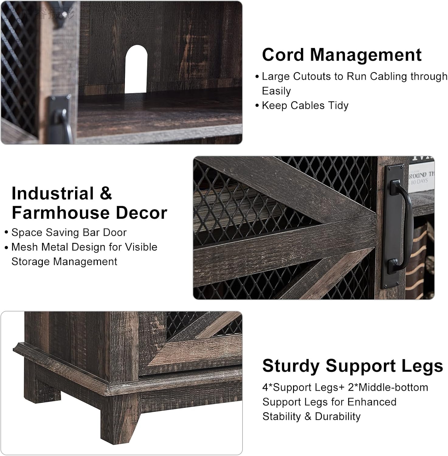 OKD Farmhouse TV Stand for 75 Inch TV, Rustic Oak