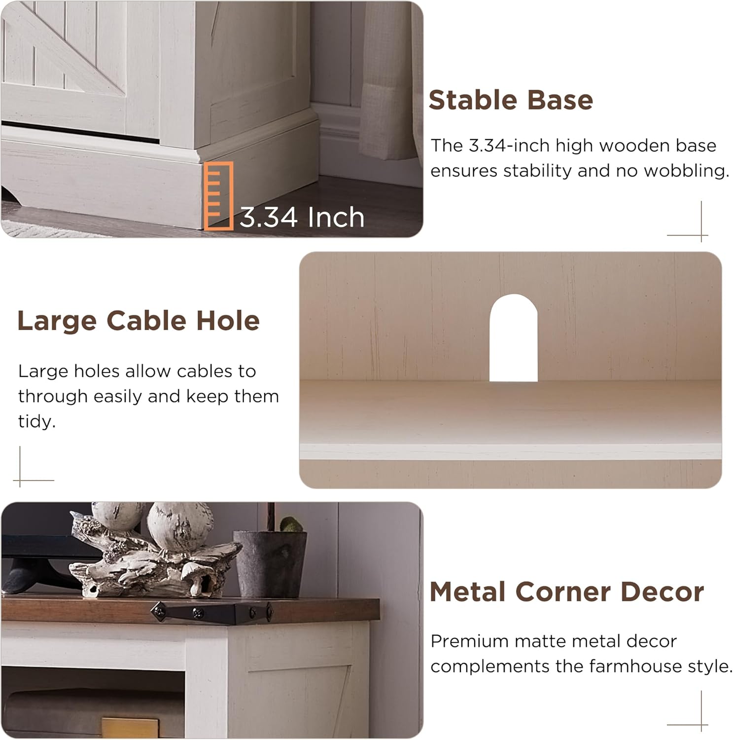 OKD Fireplace TV Stand for 65+ Inch TV, Farmhouse Style