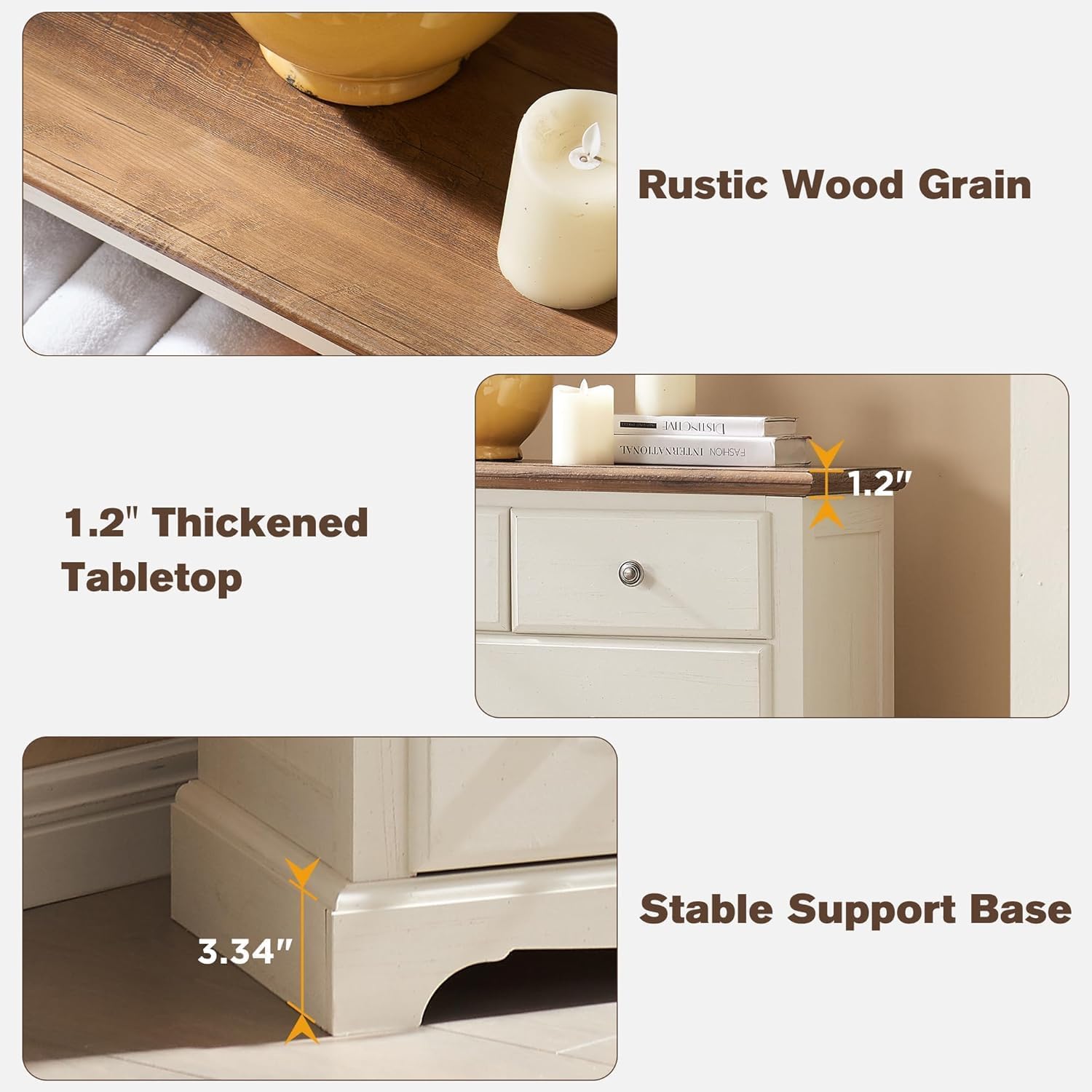 T4TREAM 7 Drawer Rustic Wood Dresser Chest for Bedroom, White