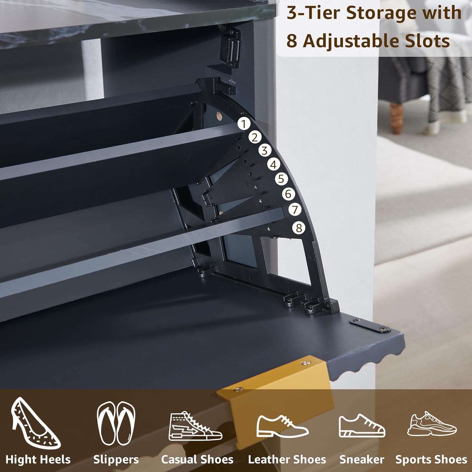 T4TREAM Fluted Shoe Storage Cabinet: Slim, Stylish Entryway Organizer