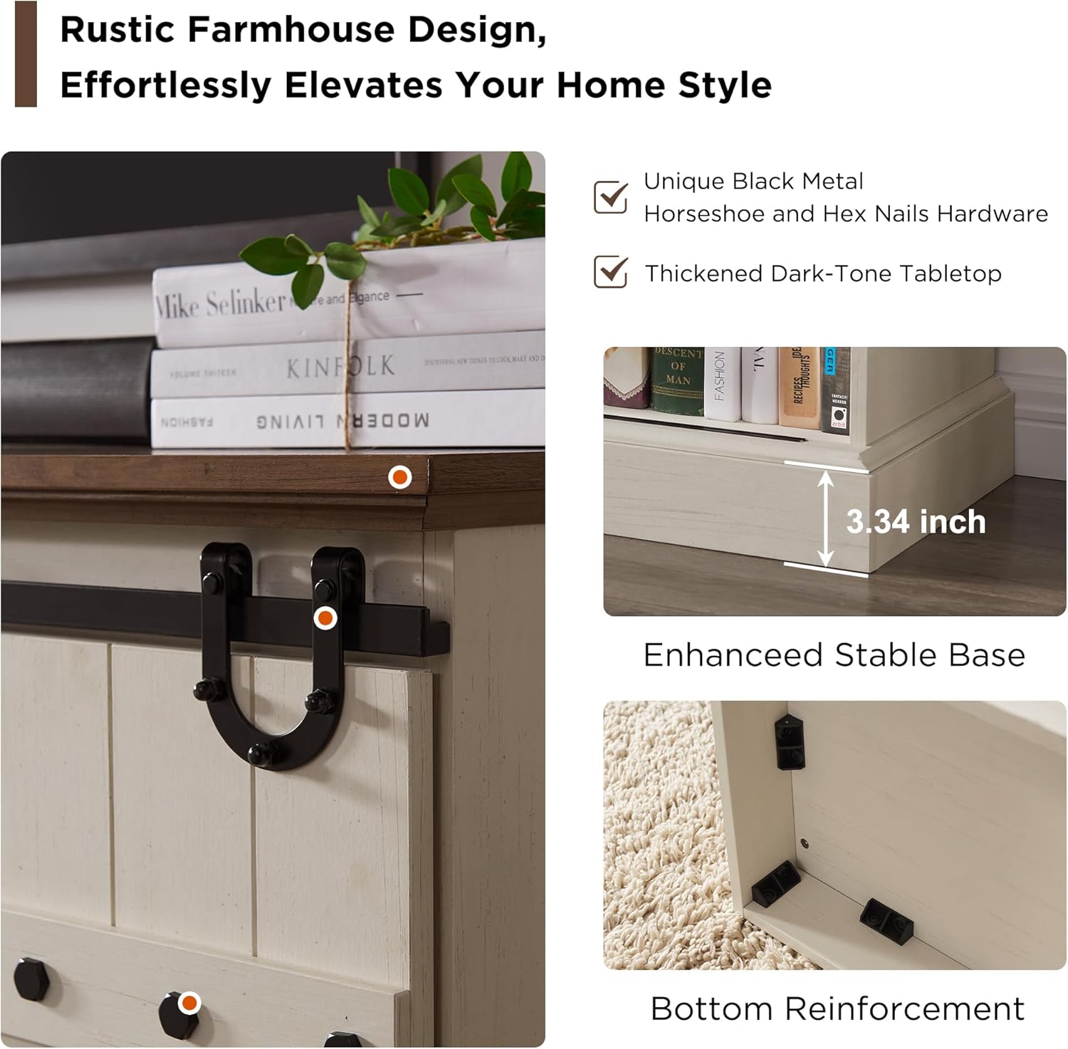 OKD 75" Rustic Farmhouse TV Stand with Sliding Barn Door