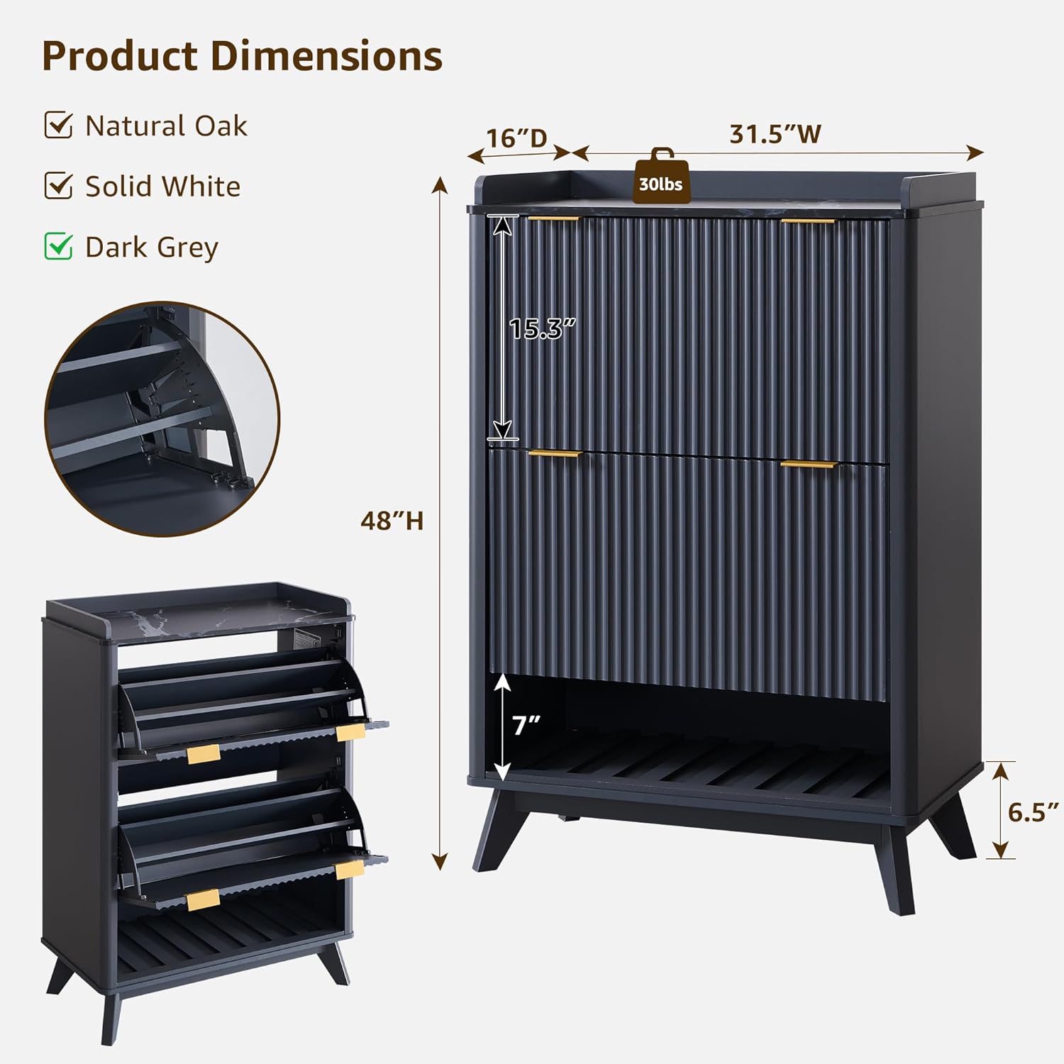 T4TREAM Fluted Shoe Storage Cabinet: Slim, Stylish Entryway Organizer