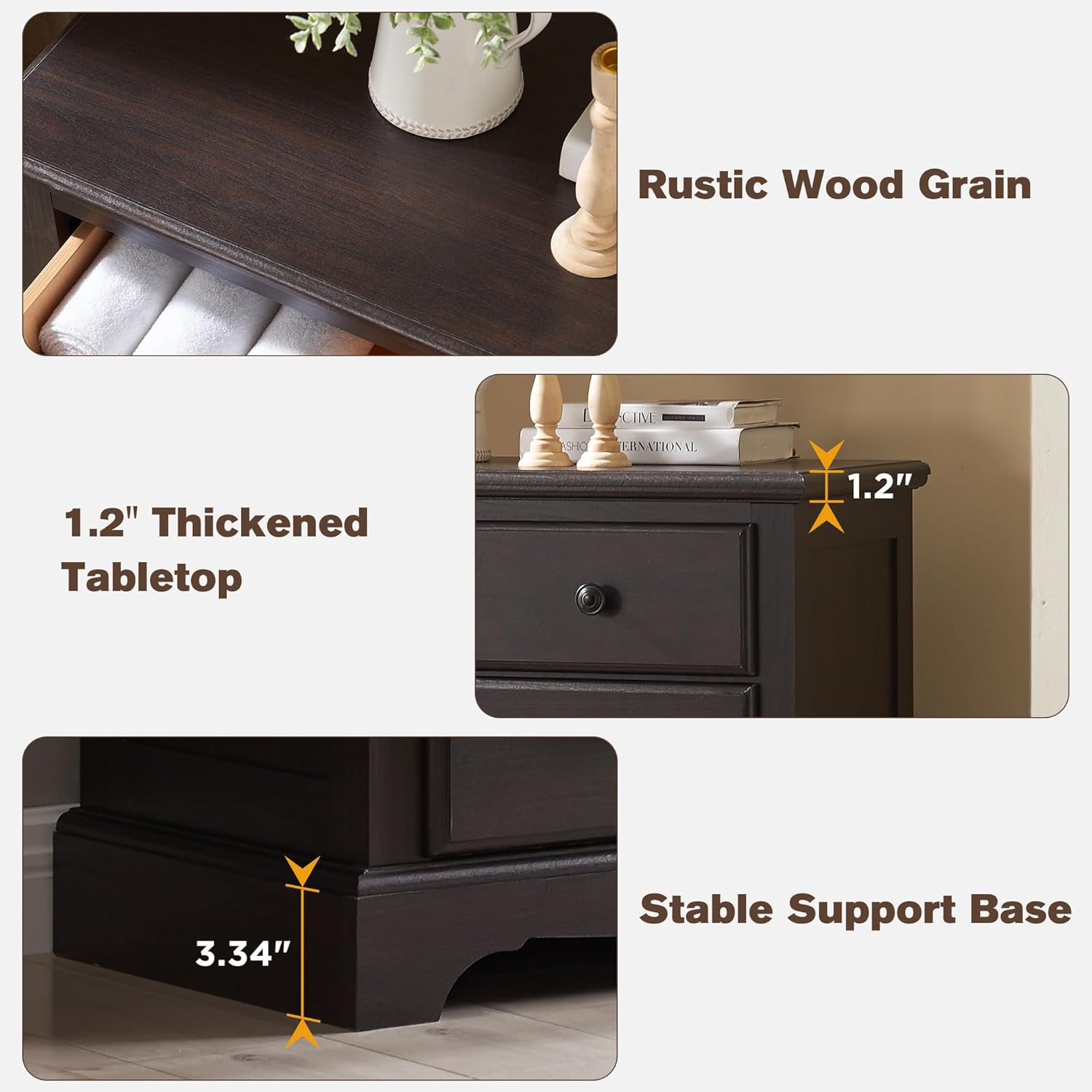 Rustic Espresso Tall 6-Drawer Dresser Chest for Bedroom