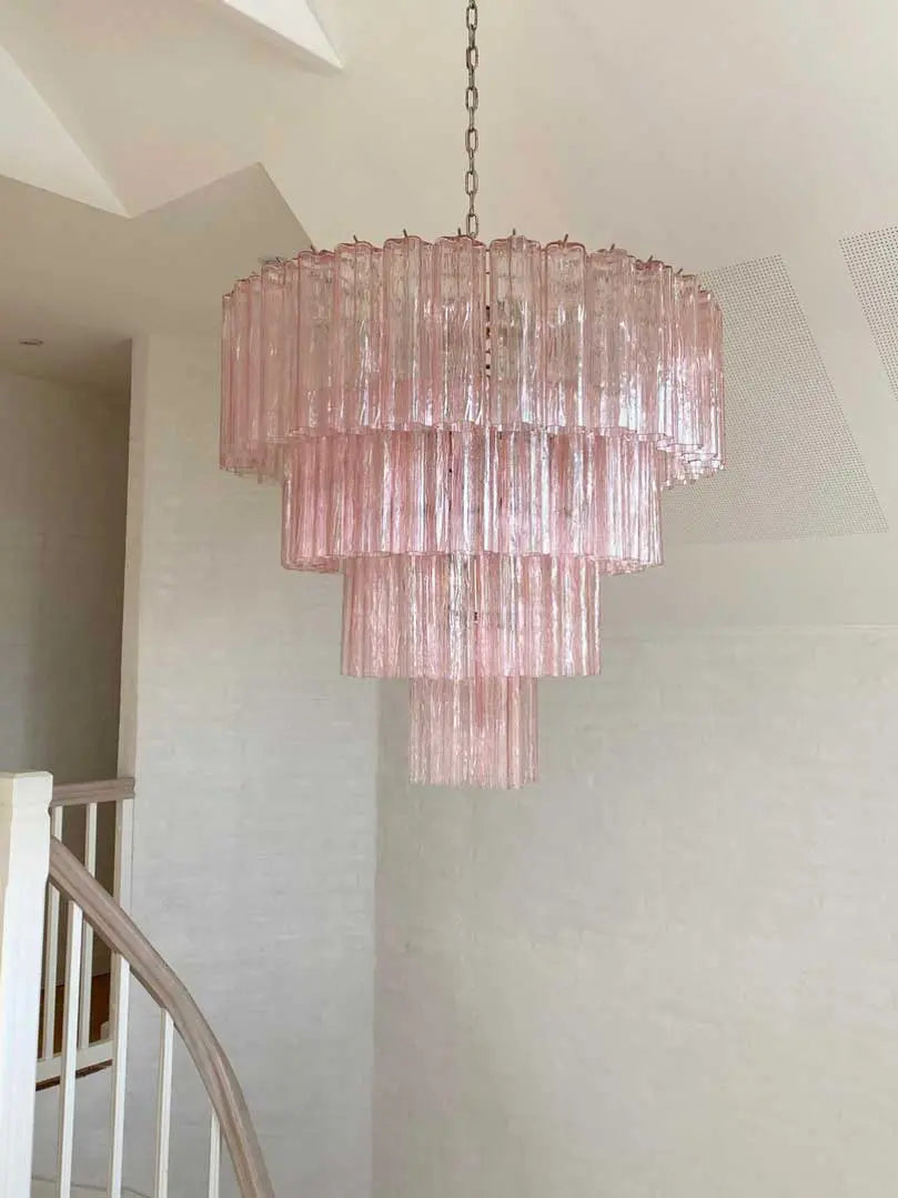 Pink Murano Glass 78-Tube Chandelier