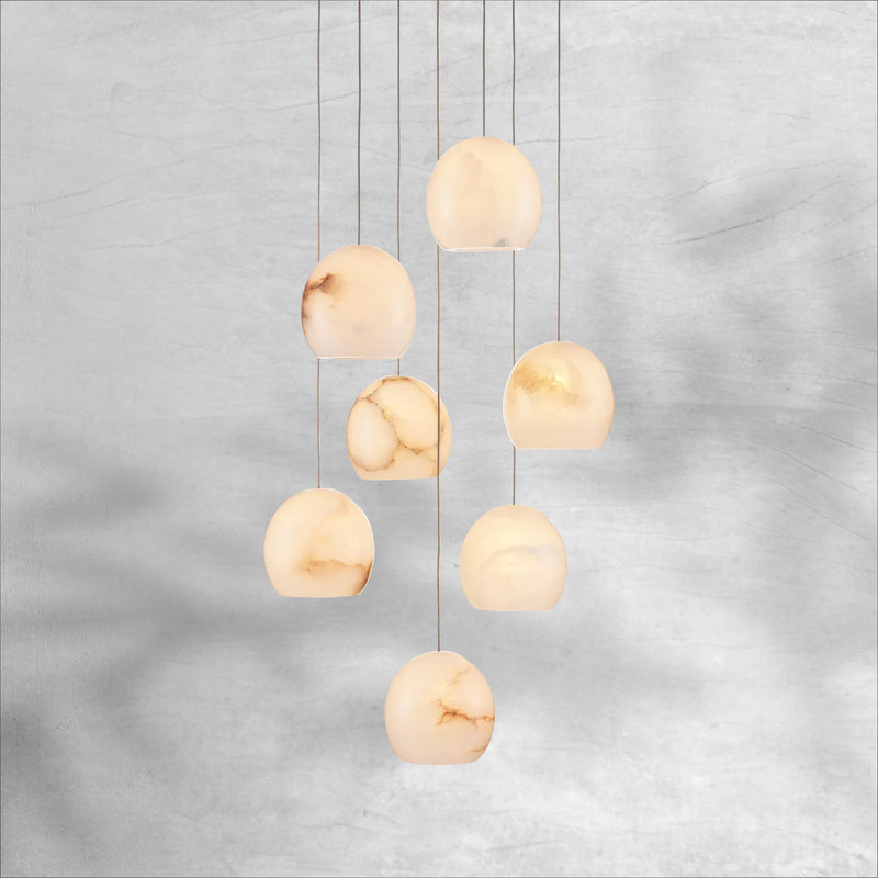 Maeva Round Alabster Chandelier 7'' 15'' 36''