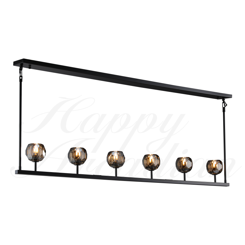 HA Bola De Smoke Glass Linear Chandelier 48" for Living room