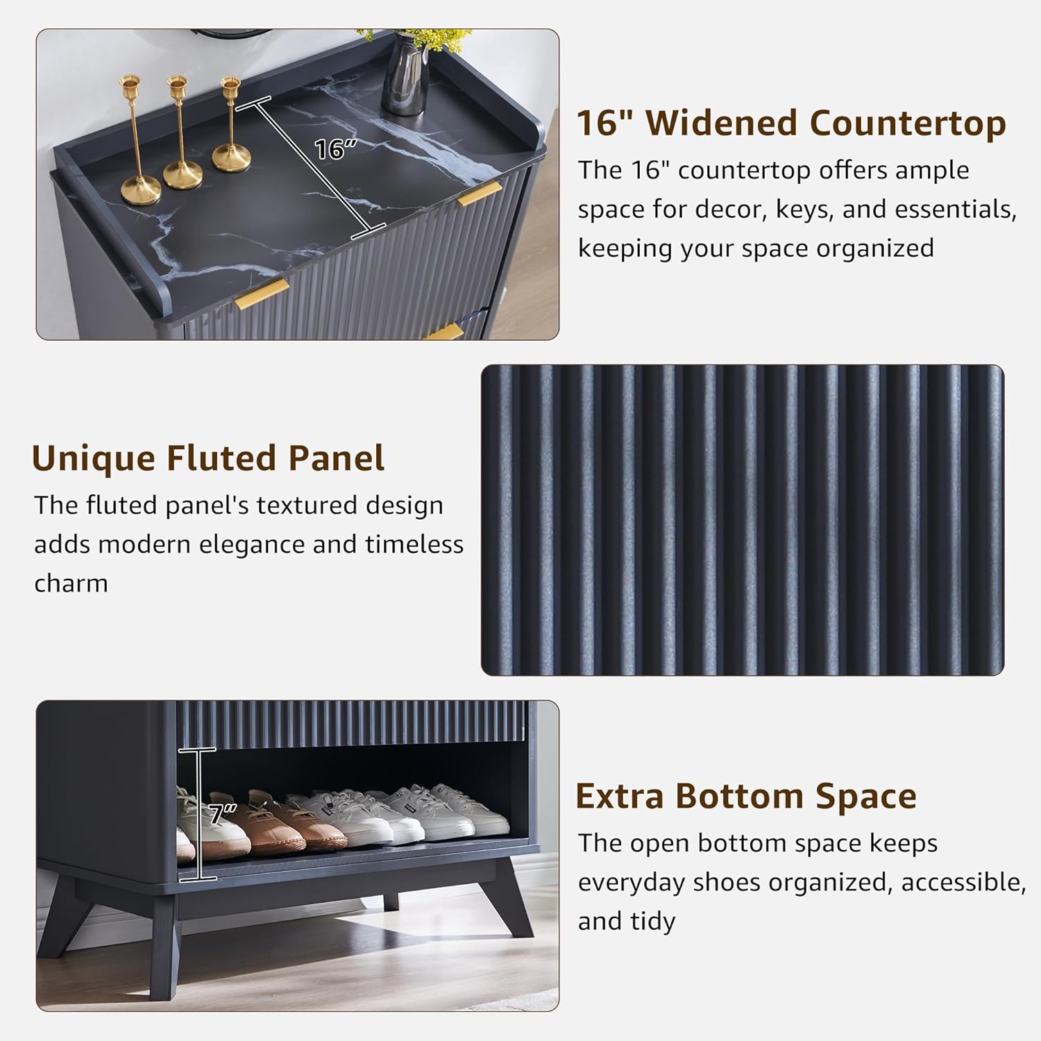 T4TREAM Fluted Shoe Storage Cabinet: Slim, Stylish Entryway Organizer