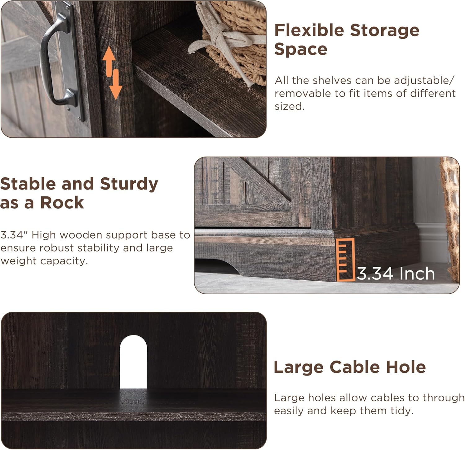 OKD Farmhouse TV Stand with Fireplace for TVs Up To 65 Inch