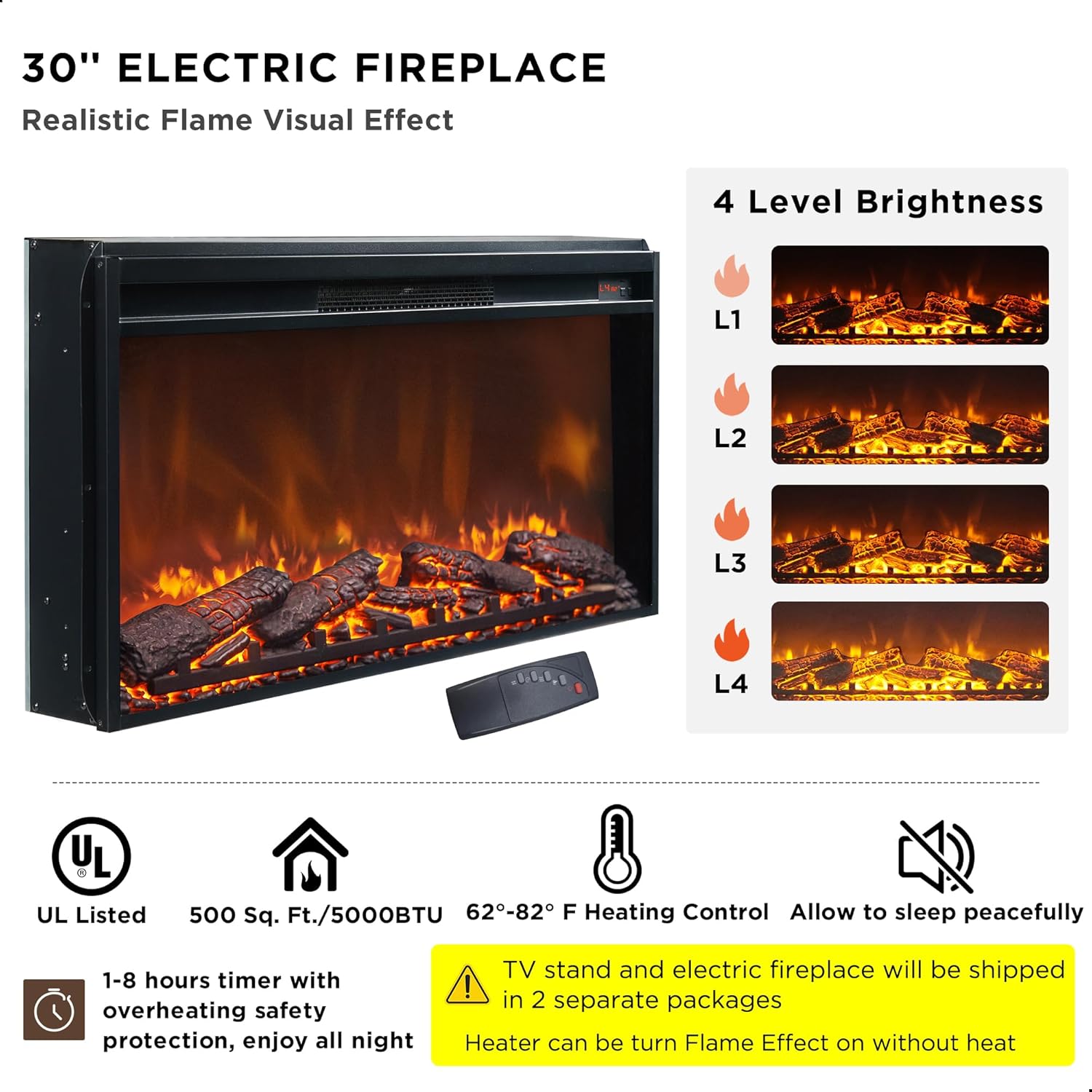 Farmhouse Fireplace TV Stand Entertainment Center with Electric Fireplace