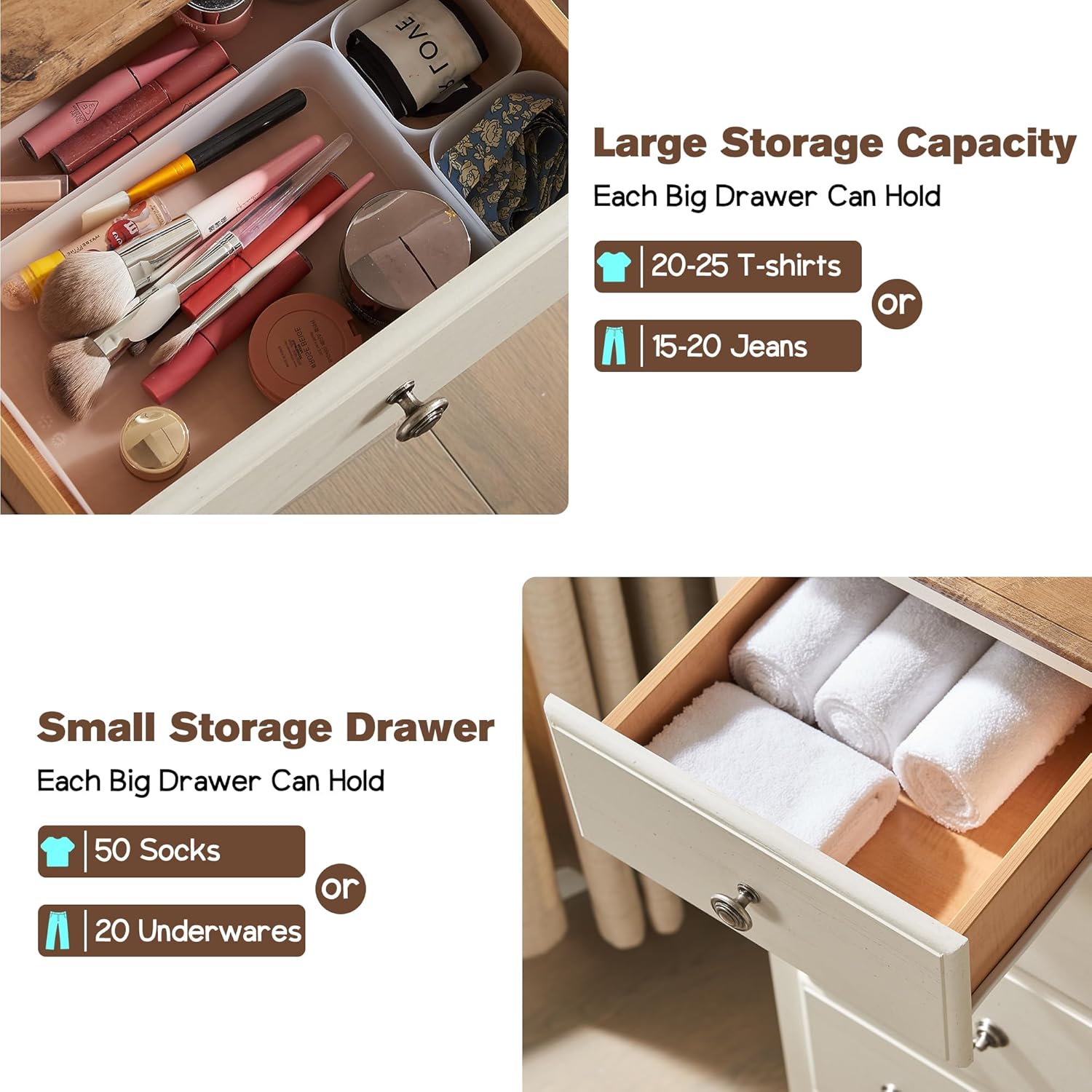 Rustic Tall 6-Drawer Dresser Chest for Bedroom