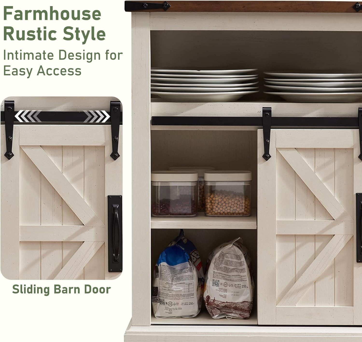 OKD Farmhouse Bathroom Floor Cabinet with Sliding Barn Door & Drawers