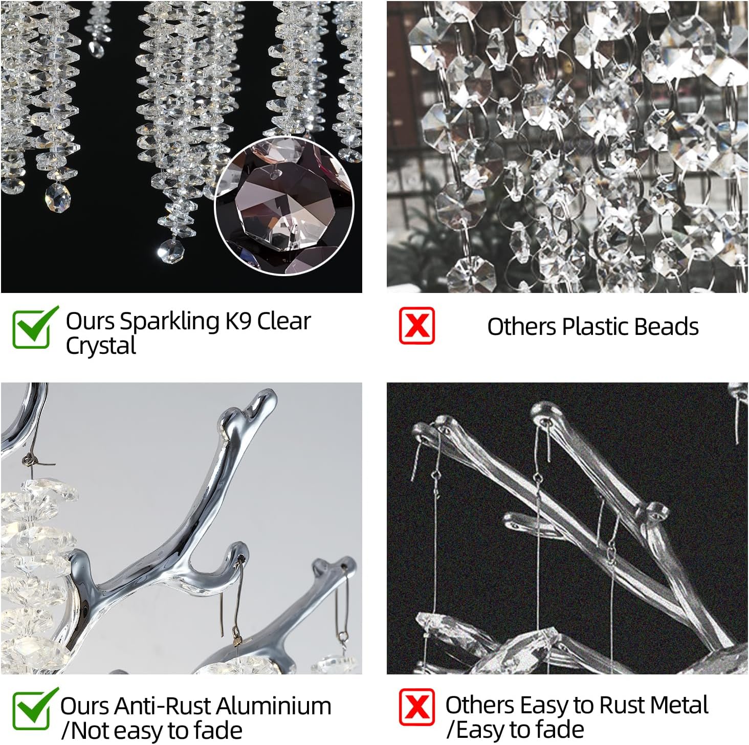 Silver Crystal Tree Branch Wall Sconce 10" Height Modern