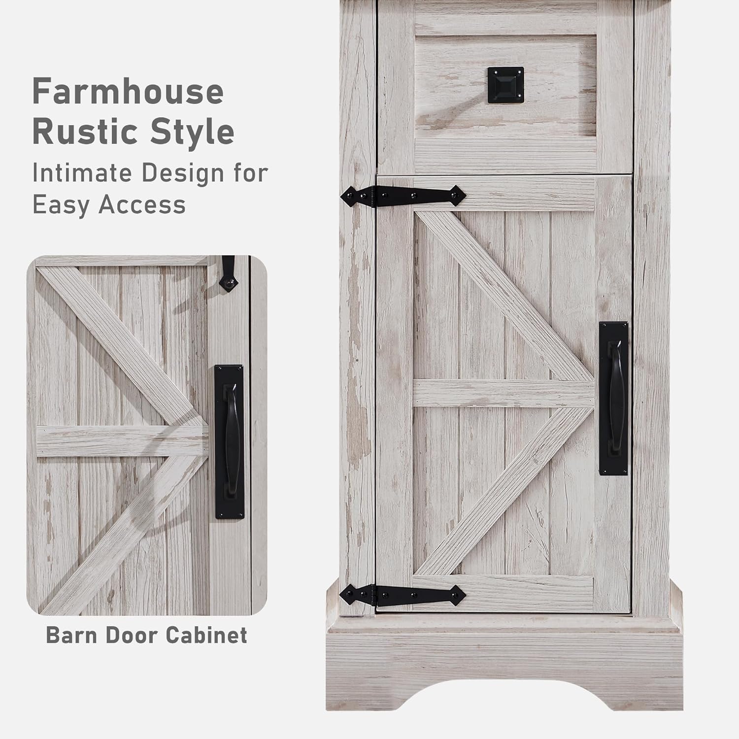 Farmhouse Bathroom Storage Cabinet with Adjustable Shelves and Drawer