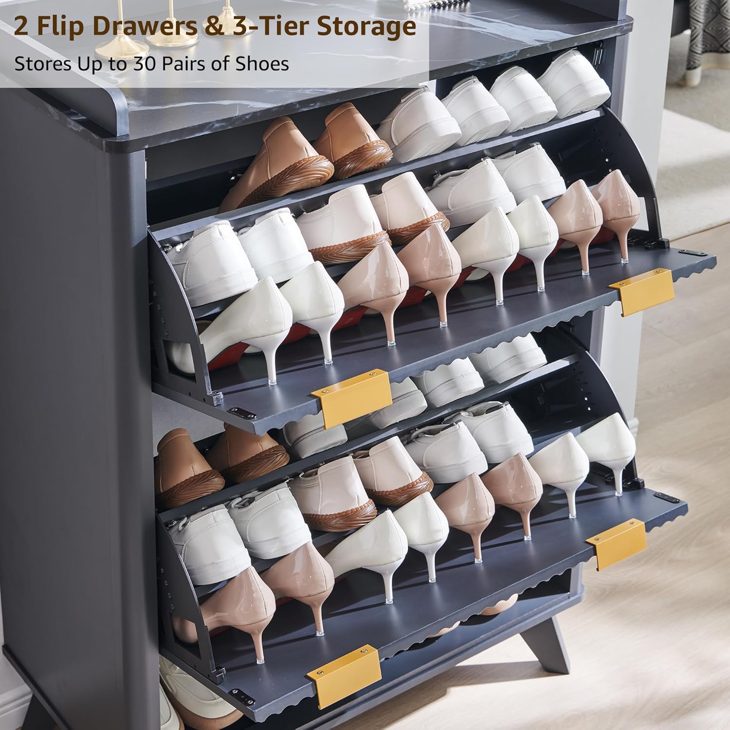 T4TREAM Fluted Shoe Storage Cabinet: Slim, Stylish Entryway Organizer