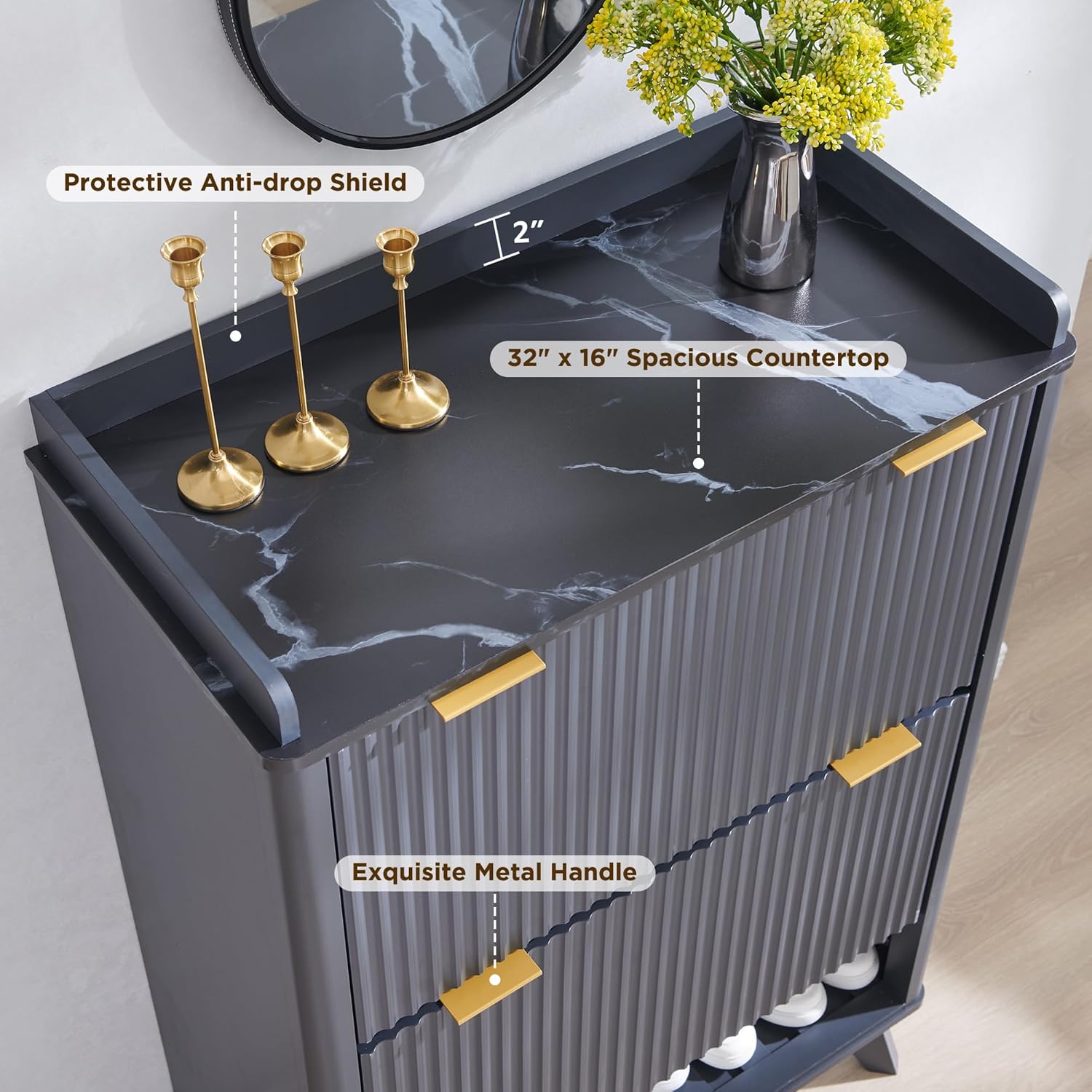 T4TREAM Fluted Shoe Storage Cabinet: Slim, Stylish Entryway Organizer