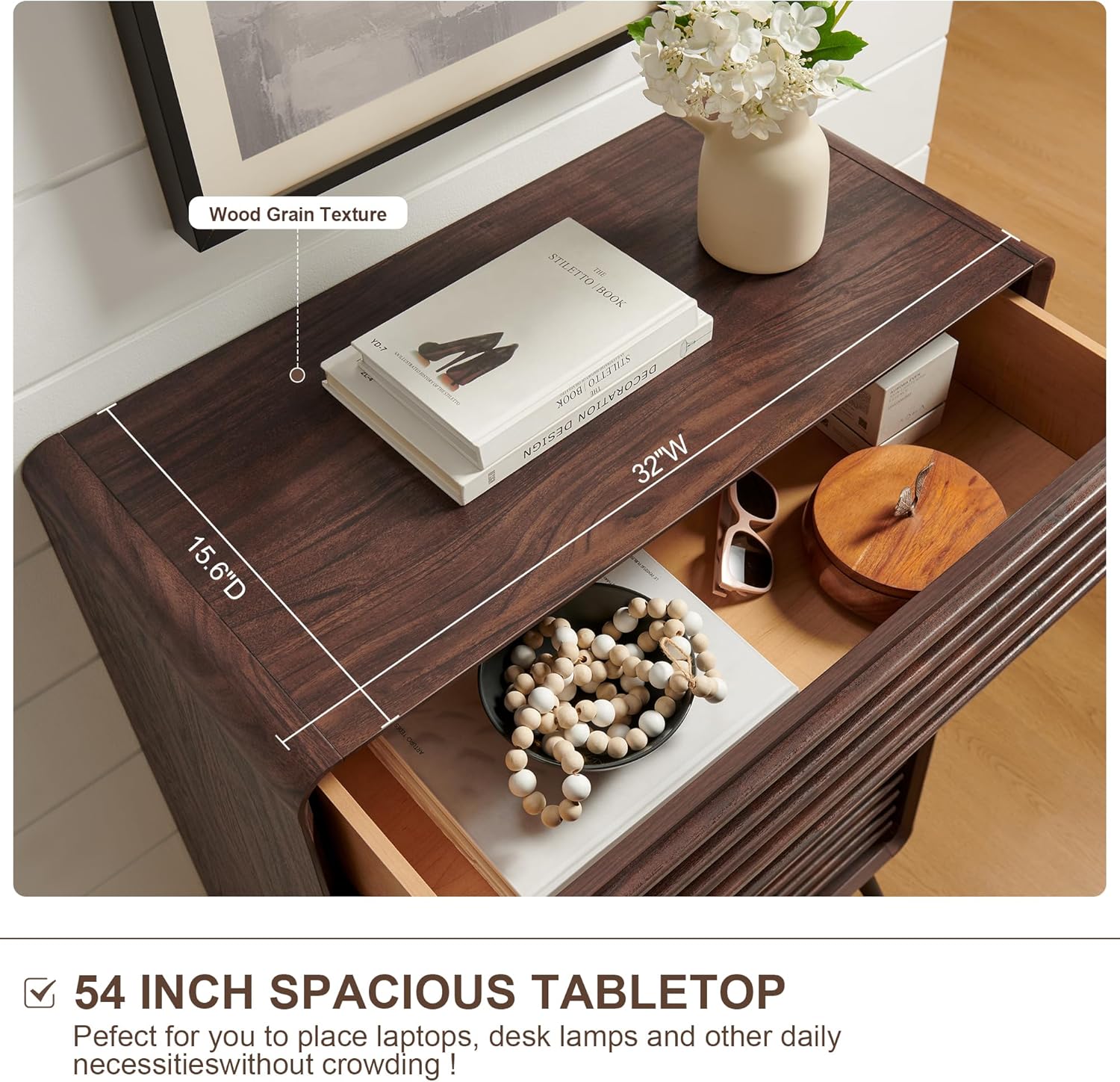 RedLemon Mid Century Modern 5 Drawer Dresser, Dark Walnut Finish