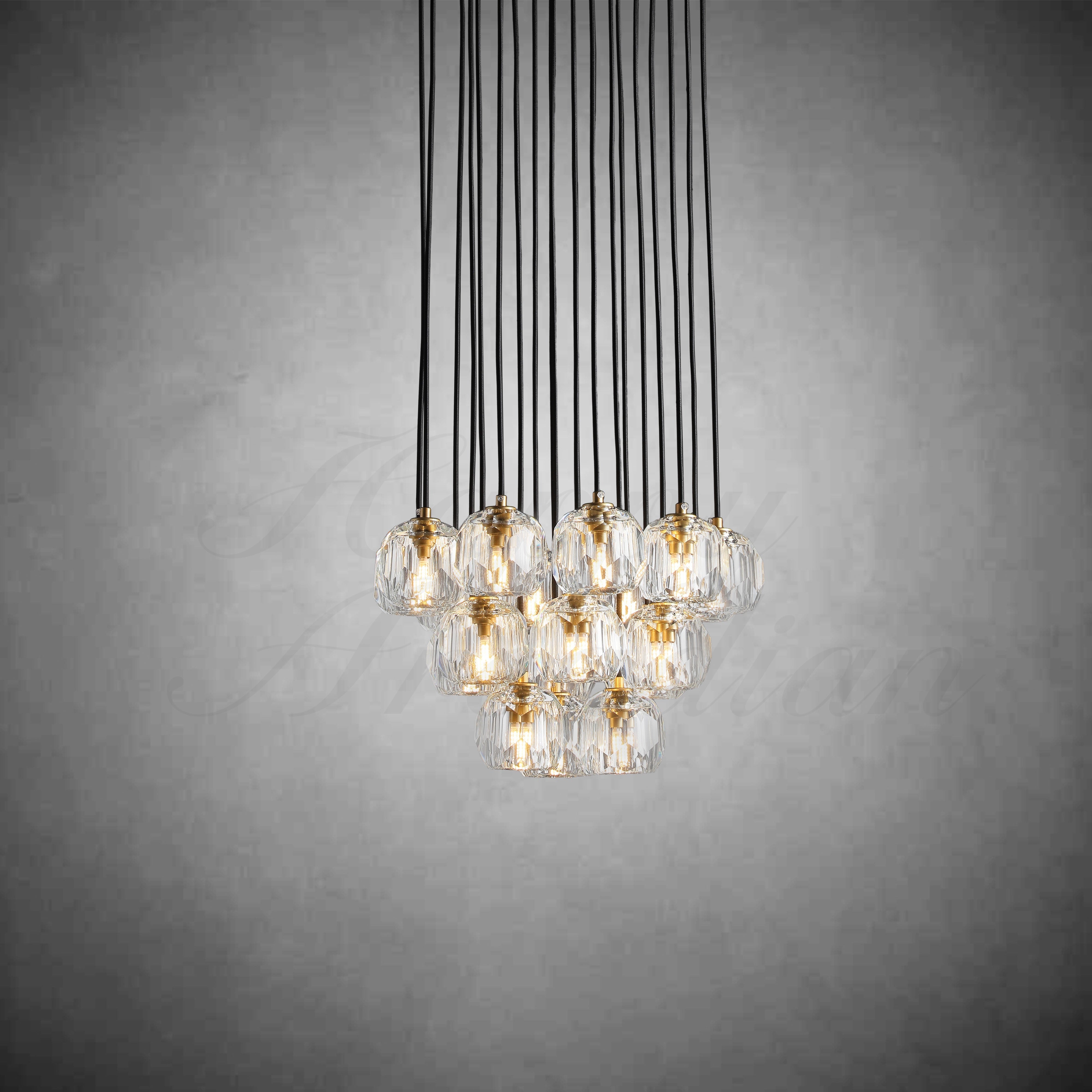 HA Bola De Crystal Round Cluster Chandelier