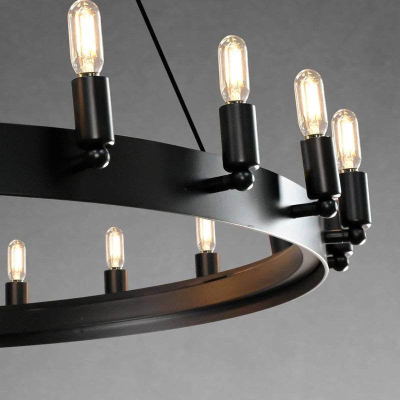 Radiant Vintage Filament Two-Tier Round Chandelier