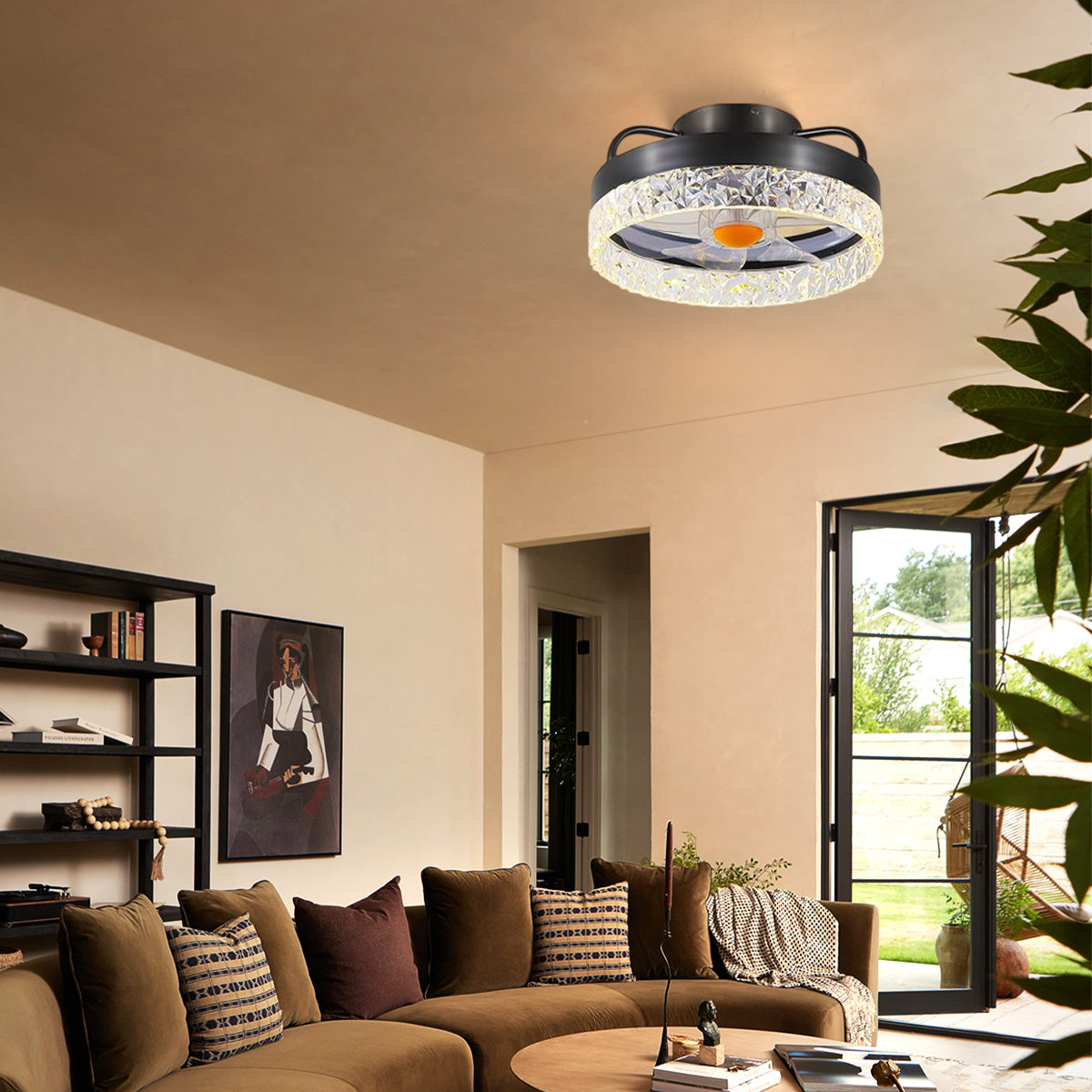 Low Profile Ceiling Fan Light with Remote 13"