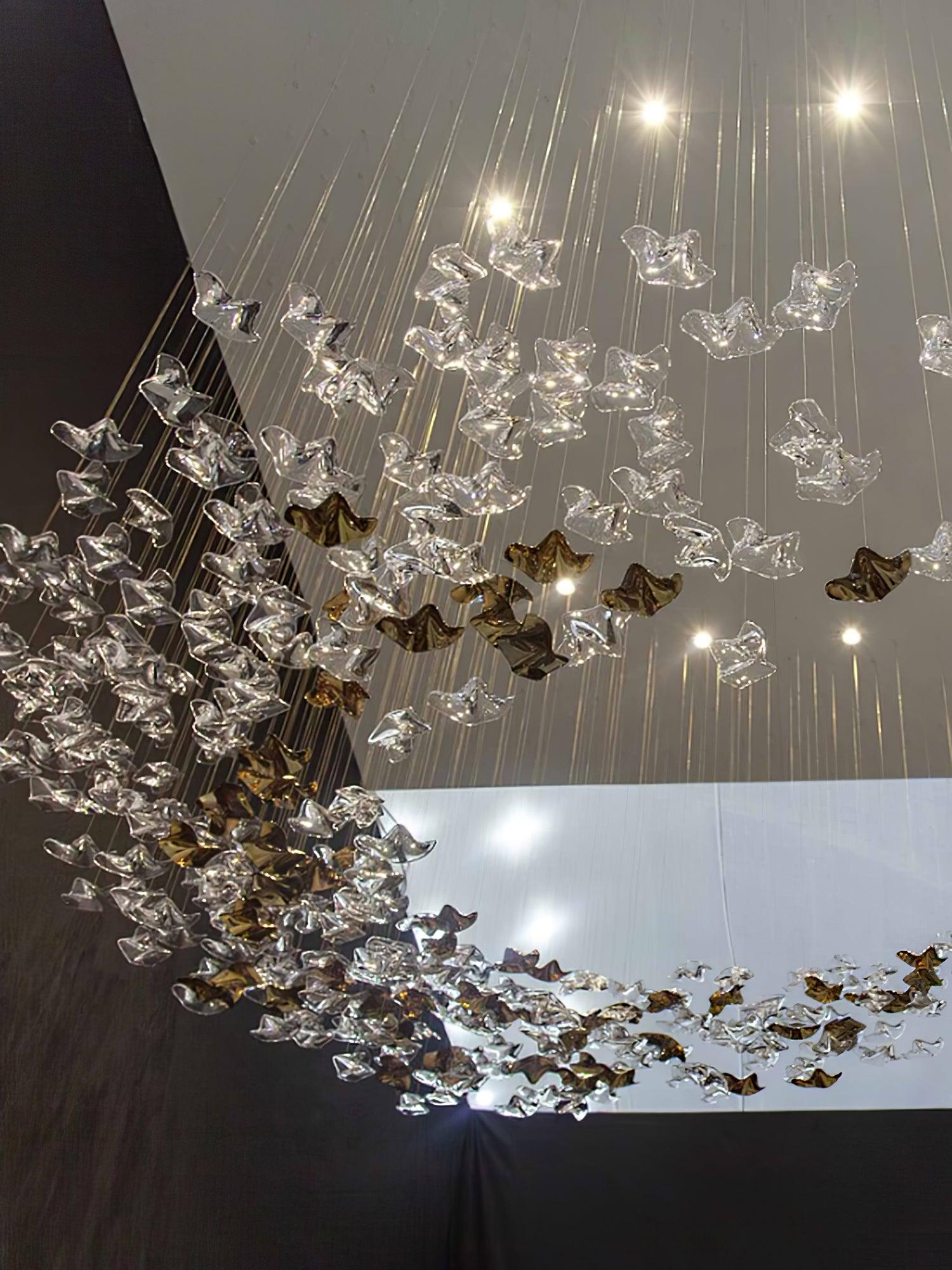 Calliope Coastal Sands Wave Glass Chandelier, Artisic Handmade Glass Chandelier