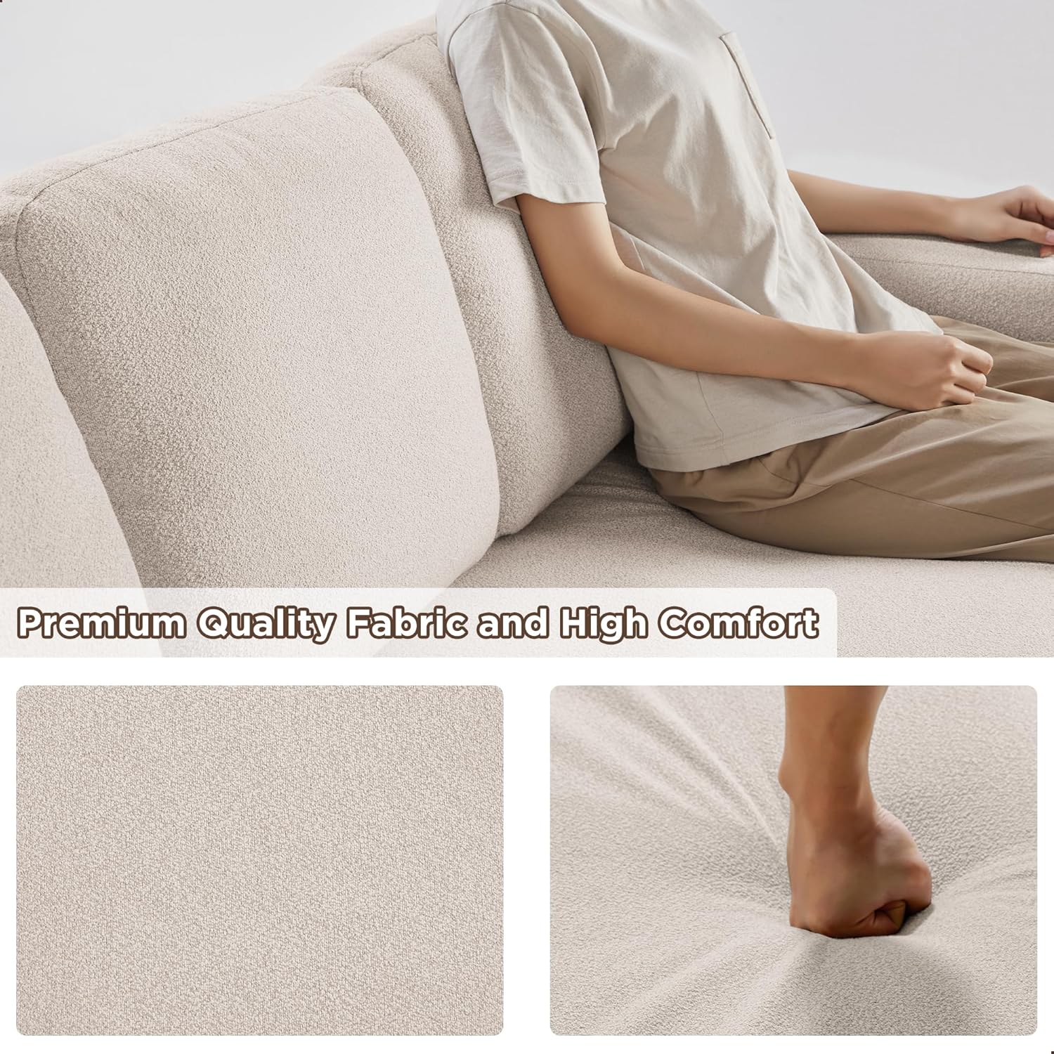 RedLemon Beige 80-Inch Sleeper Sofa Bed with Storage Chaise