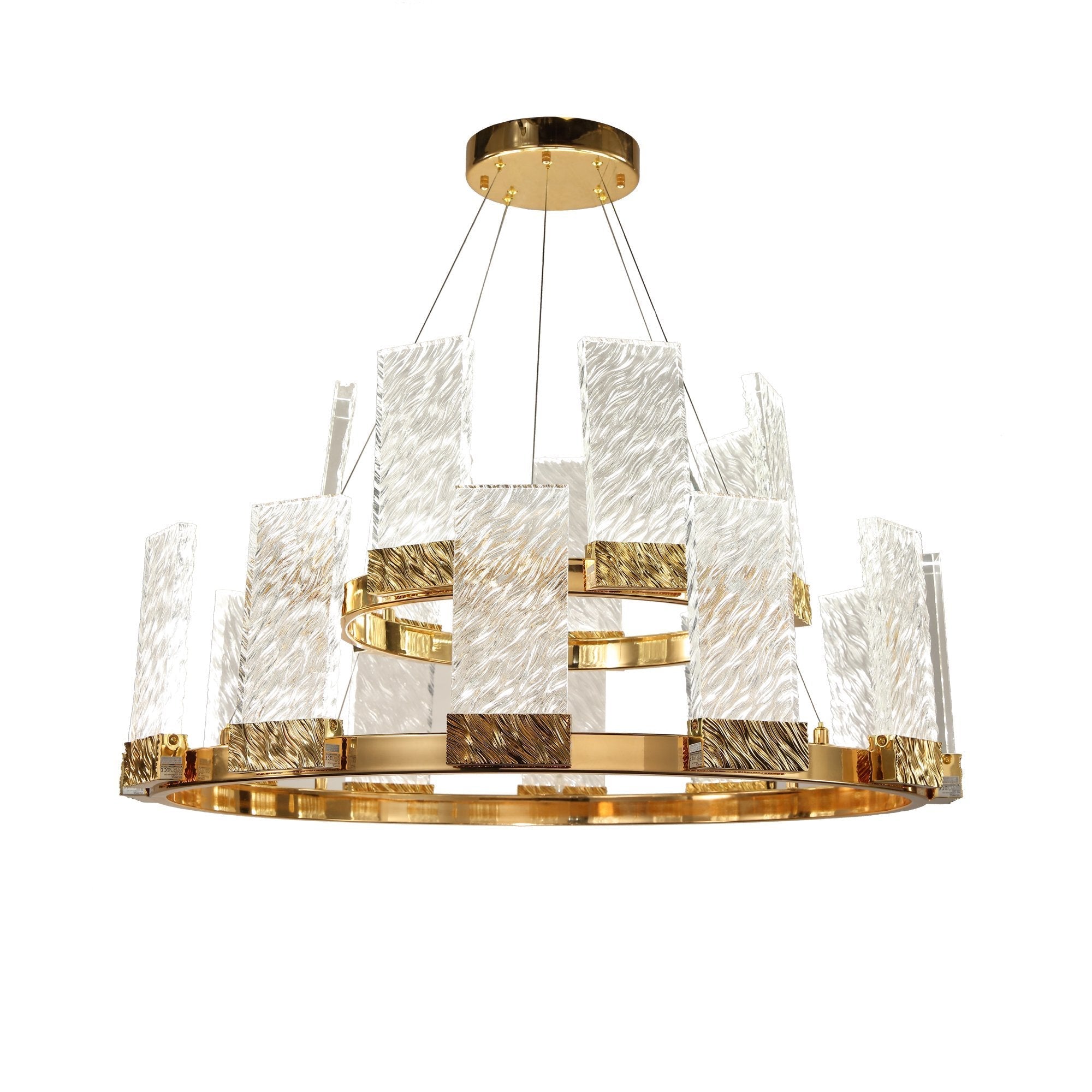 Muhamet 2-Tier Round LED Glass Crystal Chandelier for Living Room