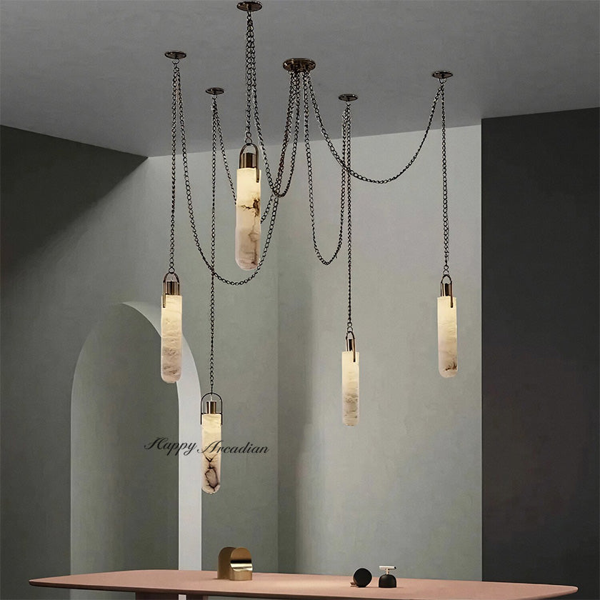 Happyarcadian Black & White Marble Chandelier