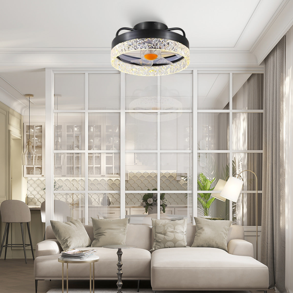 Low Profile Ceiling Fan Light with Remote 13"