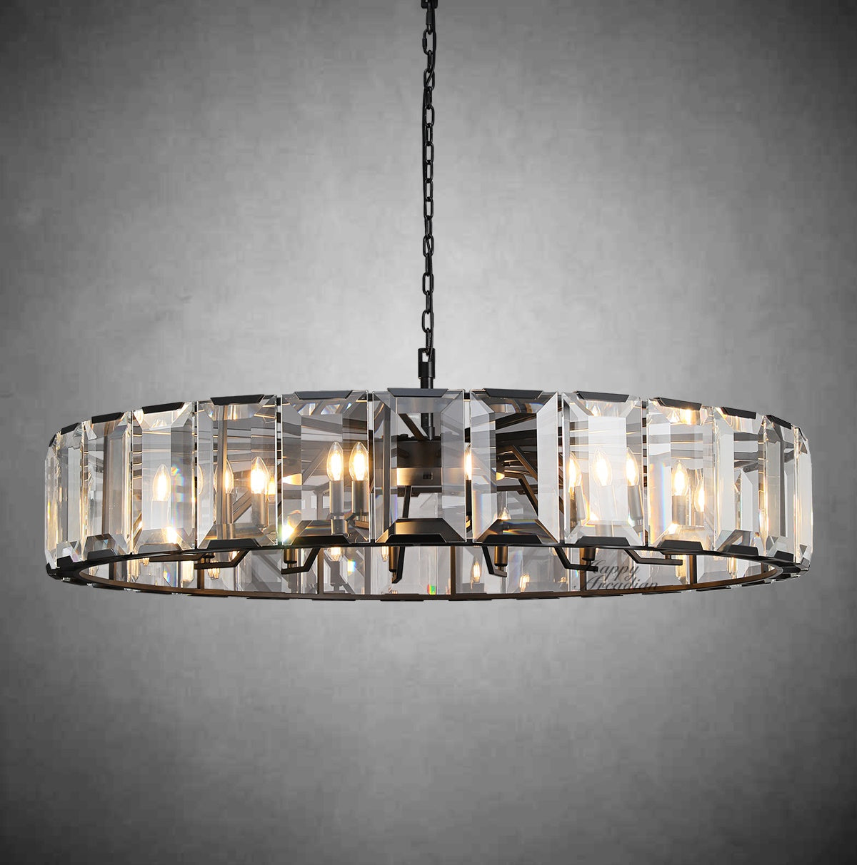 Halloway Crystal Round Chandelier for Living Room Bedroom Dining Room
