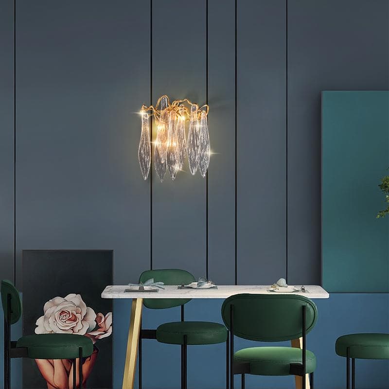 Luxury Flake Crystal Brass Wall Sconce with 3 LED Lights