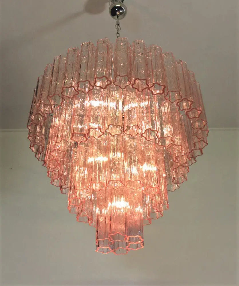 Pink Murano Glass 78-Tube Chandelier