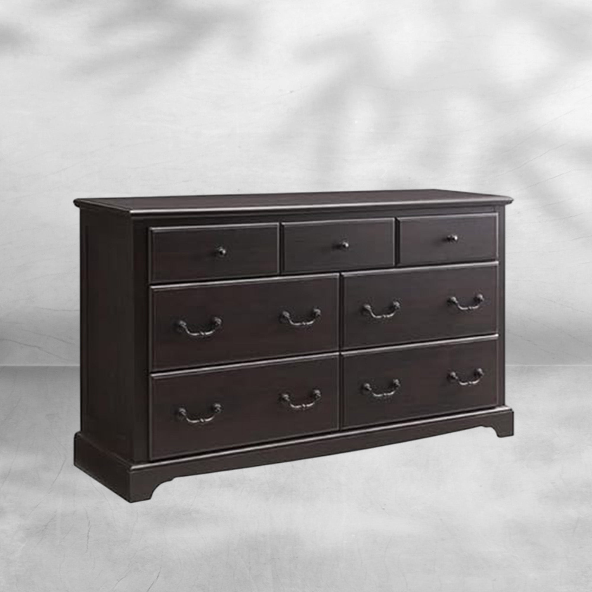 Rustic 7 Drawer Wood Dresser Chest for Bedroom