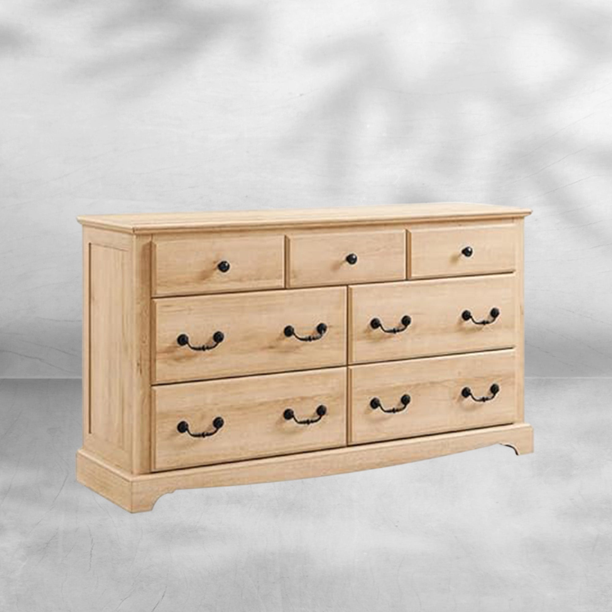 Rustic 7 Drawer Wood Dresser Chest for Bedroom