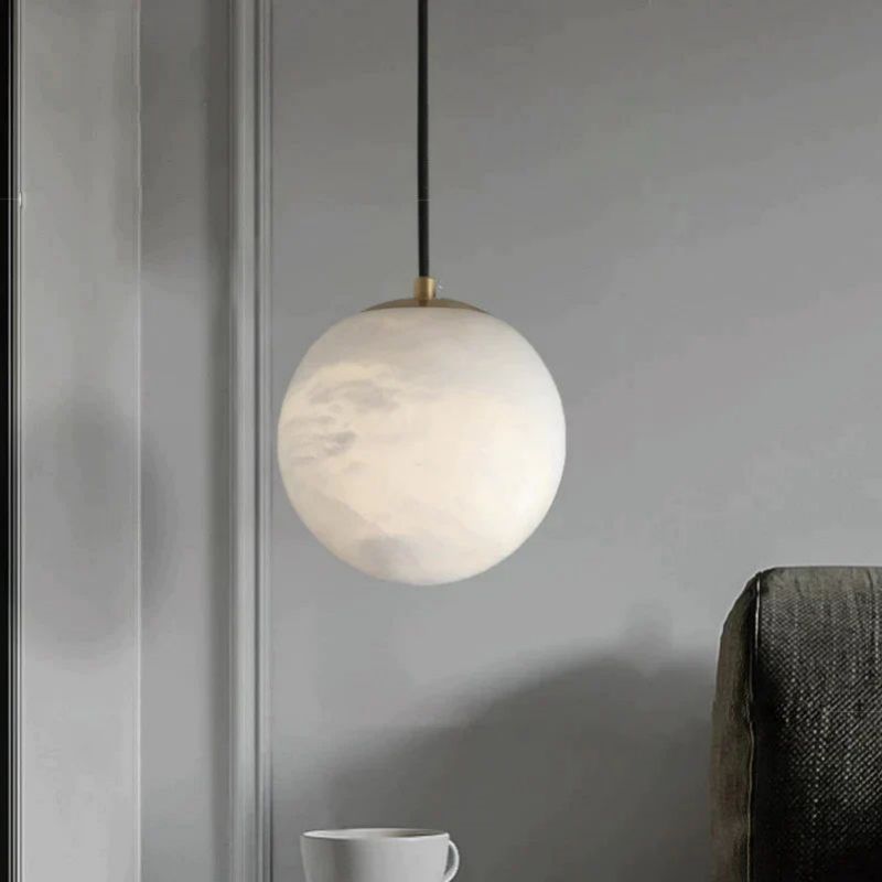 Hannah Modern Alabaster Ball Kitchen Island Pendant Light