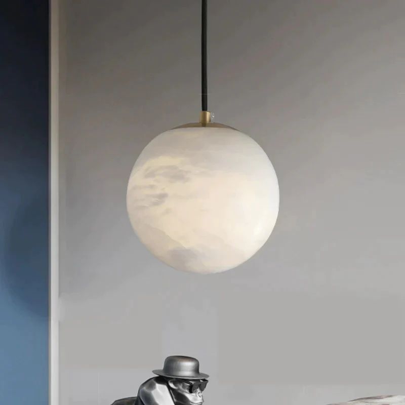 Hannah Modern Alabaster Ball Kitchen Island Pendant Light