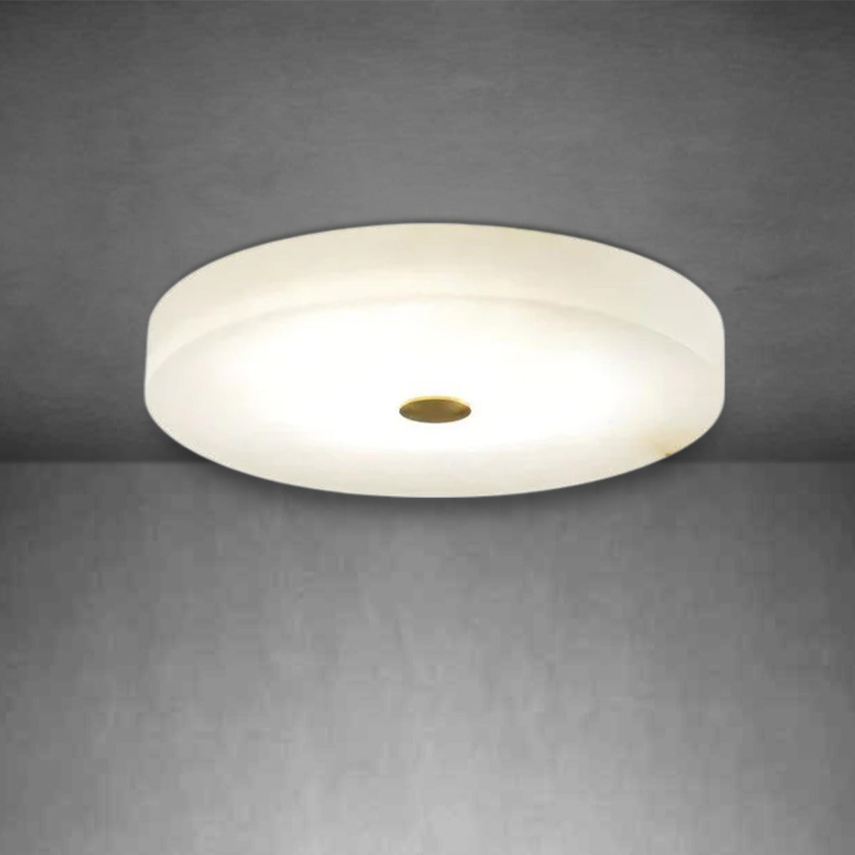 Alabaster Flush Mounted Round  Chandelier