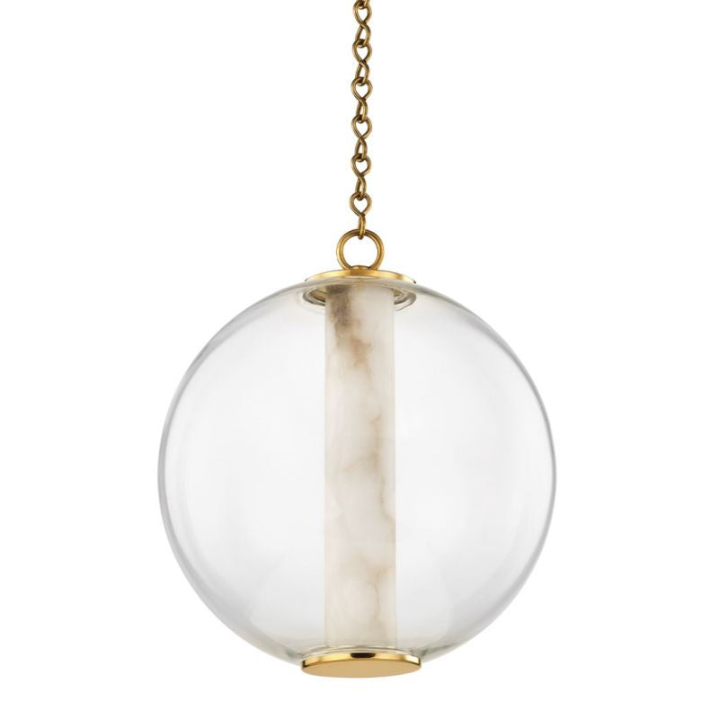 Heliya Alabaster Tube Glass Globe Natural Stone Pendant Light