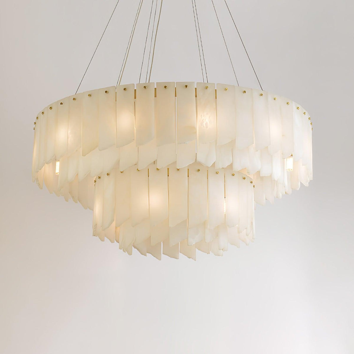 Alabaster Cascade Tiered Chandelier 22.4"-47.2"
