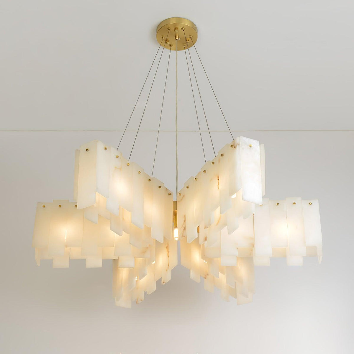 Alabaster Cascade Tiered Chandelier 22.4"-47.2"